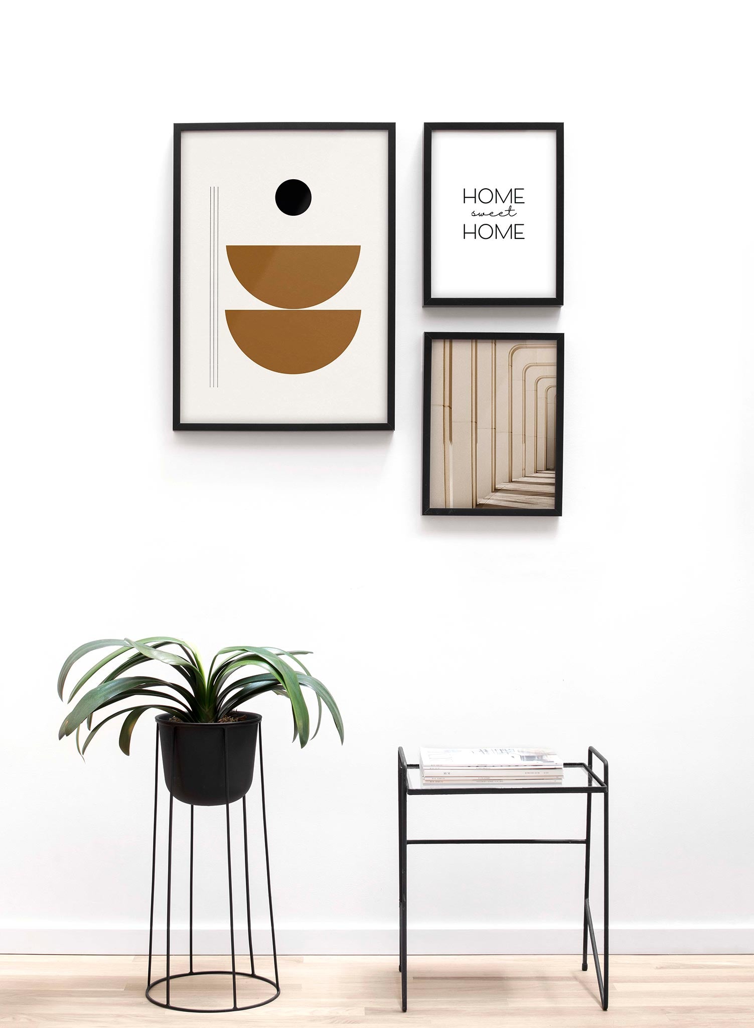 Modern abstract poster by Opposite Wall with stacked bowl shapes by Toffie Affichiste - Lifestyle Trio - Living Room