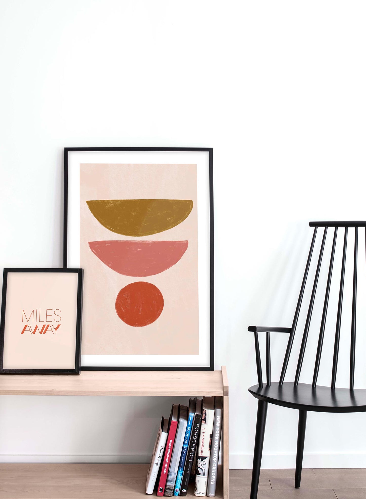 Modern abstract illustration poster by Opposite Wall with balancing shapes by Toffie Affichiste - Lifestyle Duo - Living Room