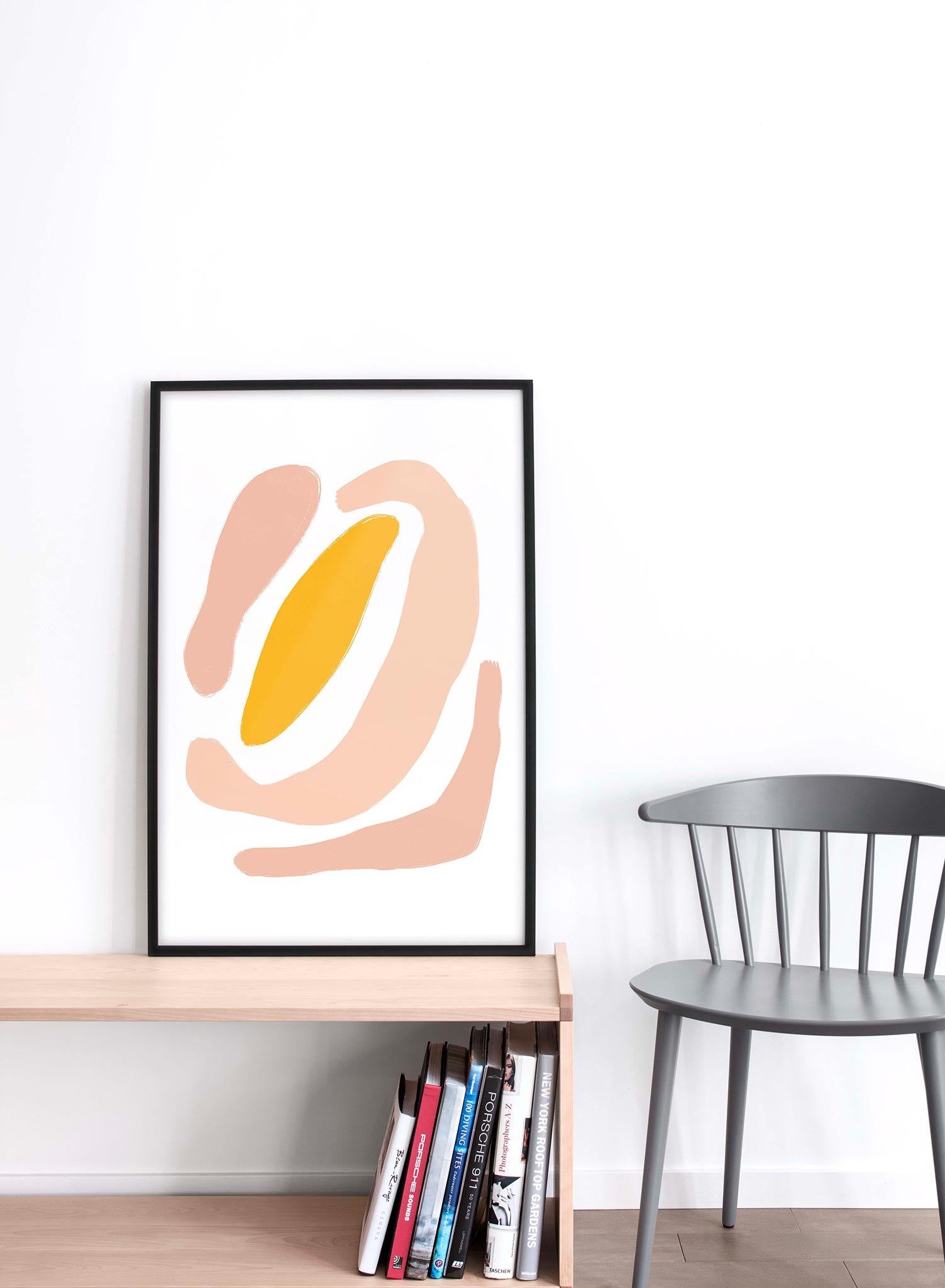 Modern abstract illustration poster by Opposite Wall with pastel peach swirled shapes by Toffie Affichiste - Lifestyle - Living Room