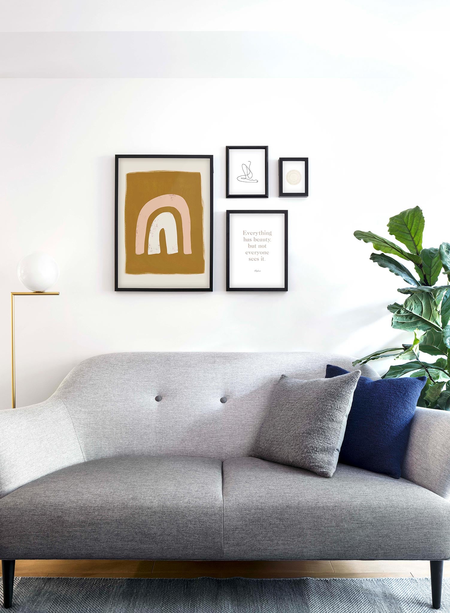 Modern abstract illustration poster by Opposite Wall with rainbow tunnel shape by Toffie Affichiste - Lifestyle Gallery - Living Room