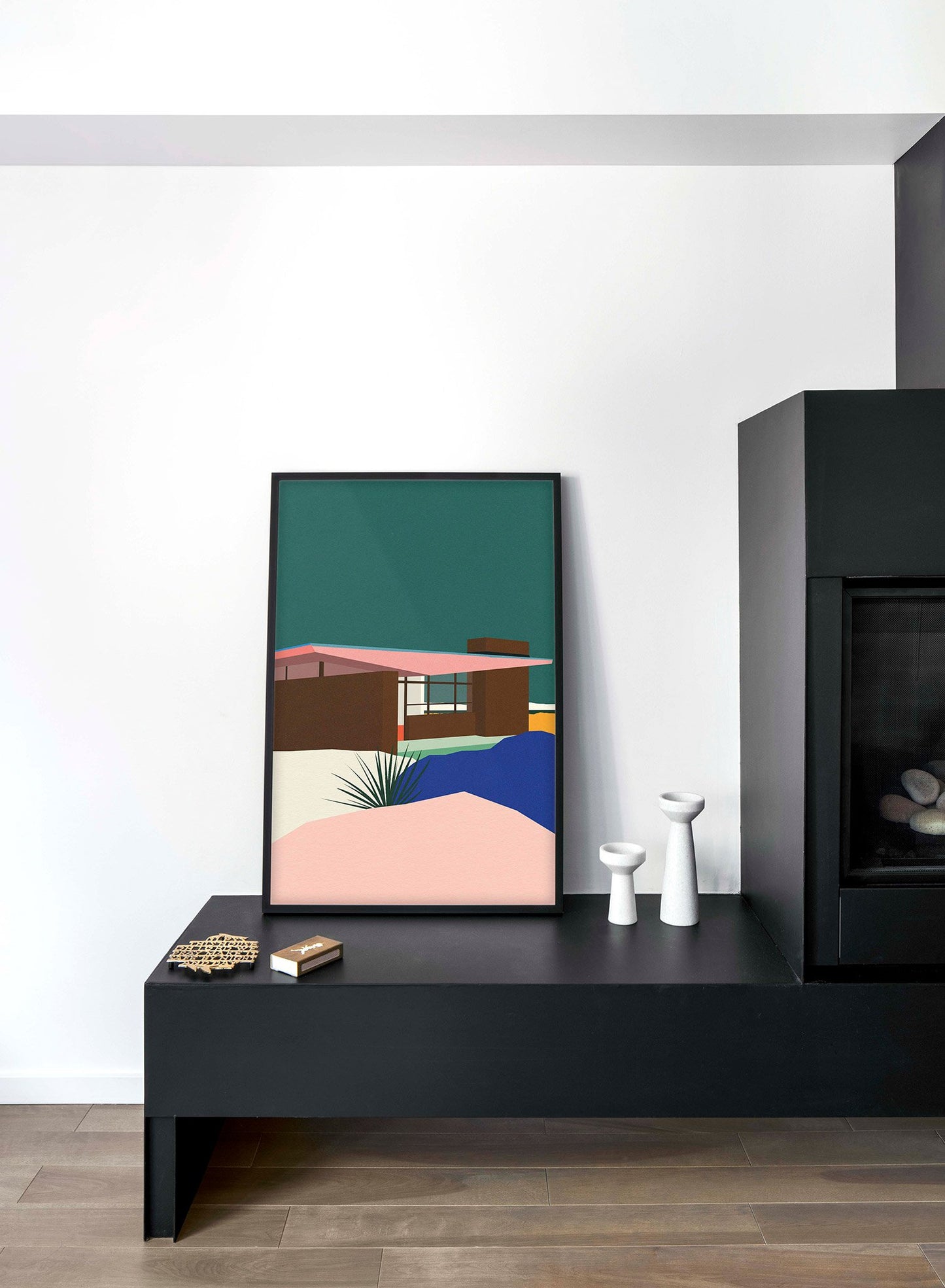 Minimalist pop art paper illustration by German artist Rosi Feist with Edris House in Palm Springs - Lifestyle - Living Room