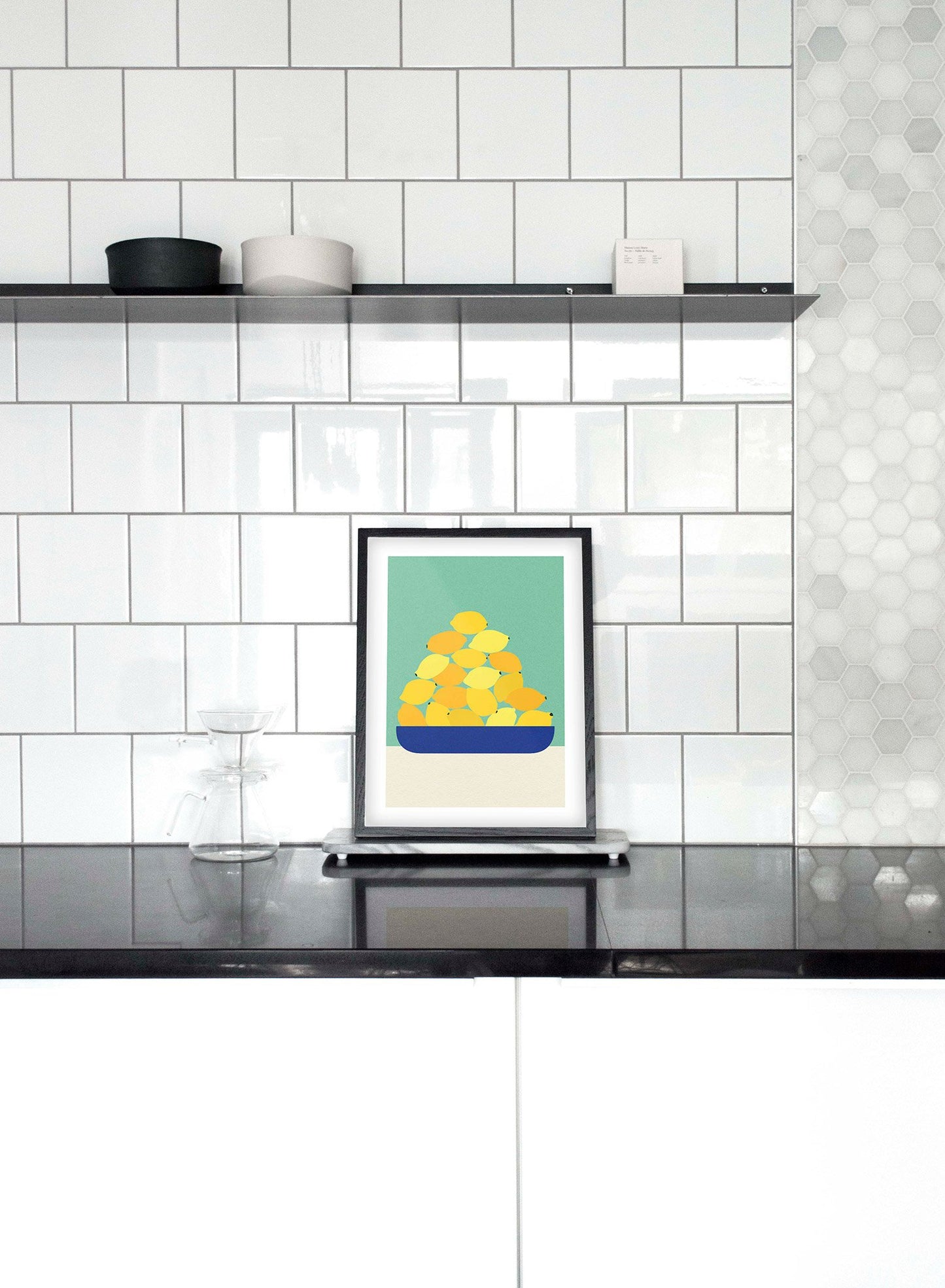 Minimalist pop art paper illustration by German artist Rosi Feist with stack of Sicily lemons - Lifestyle - Kitchen