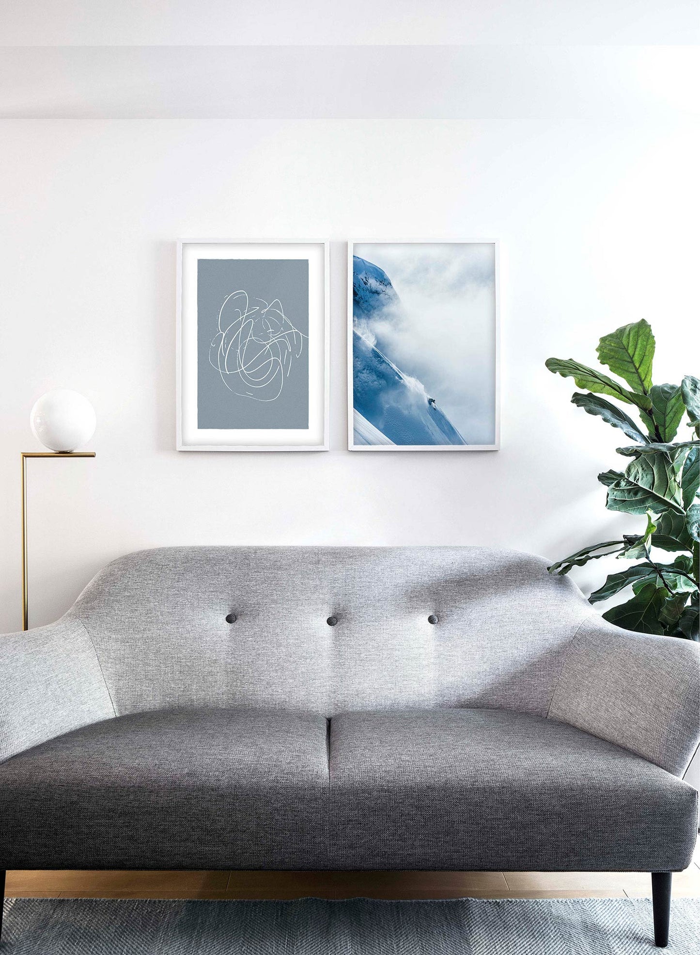 Landscape photography poster by Opposite Wall with snowy mountain and and extreme skier - Lifestyle Duo - Living Room