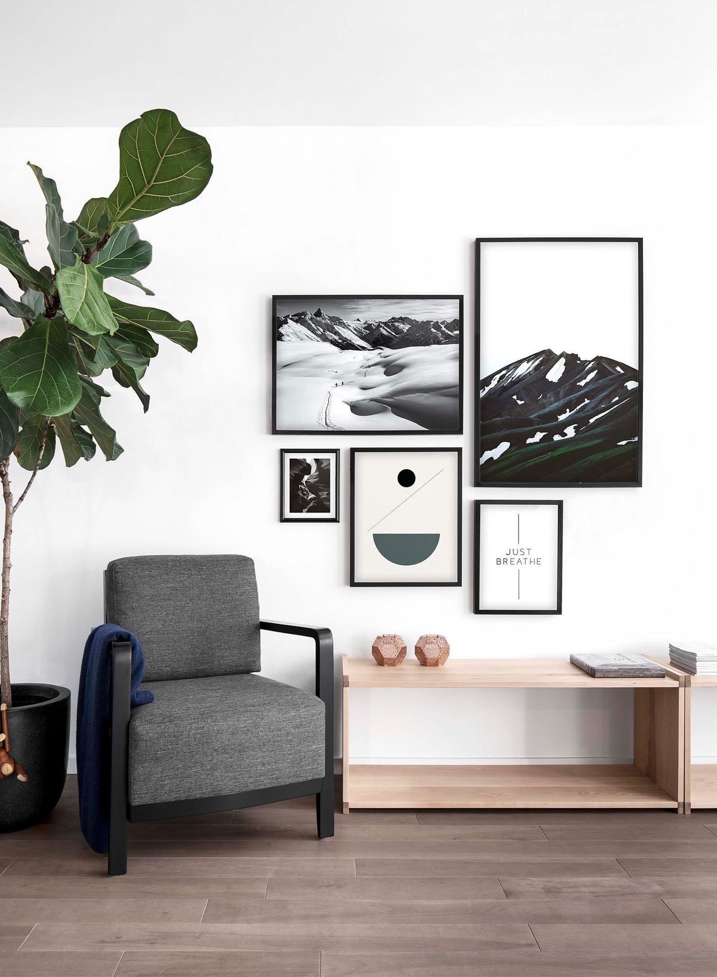 Landscape photography poster by Opposite Wall with white snow on mountain range - Lifestyle Gallery - Living Room
