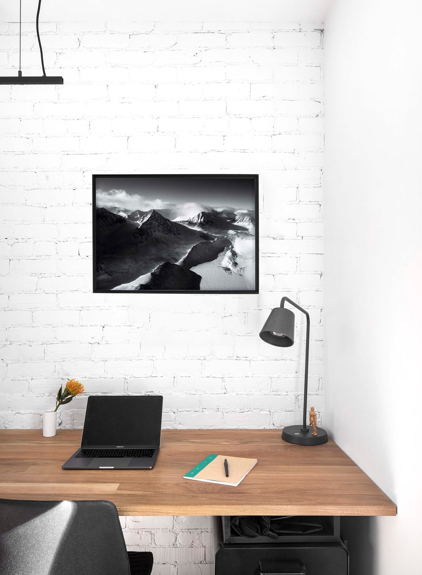 Landscape photography poster by Opposite Wall with mountain peaks in black and white - Lifestyle - Office Desk
