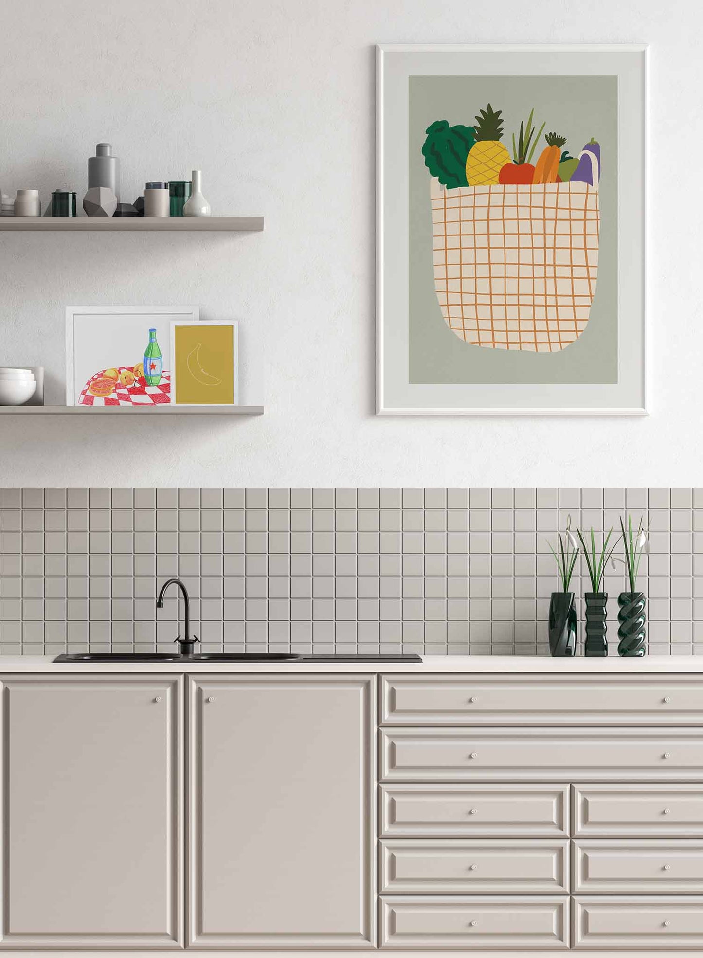 The Groceries is a fruit and veggie illustration poster by Opposite Wall.