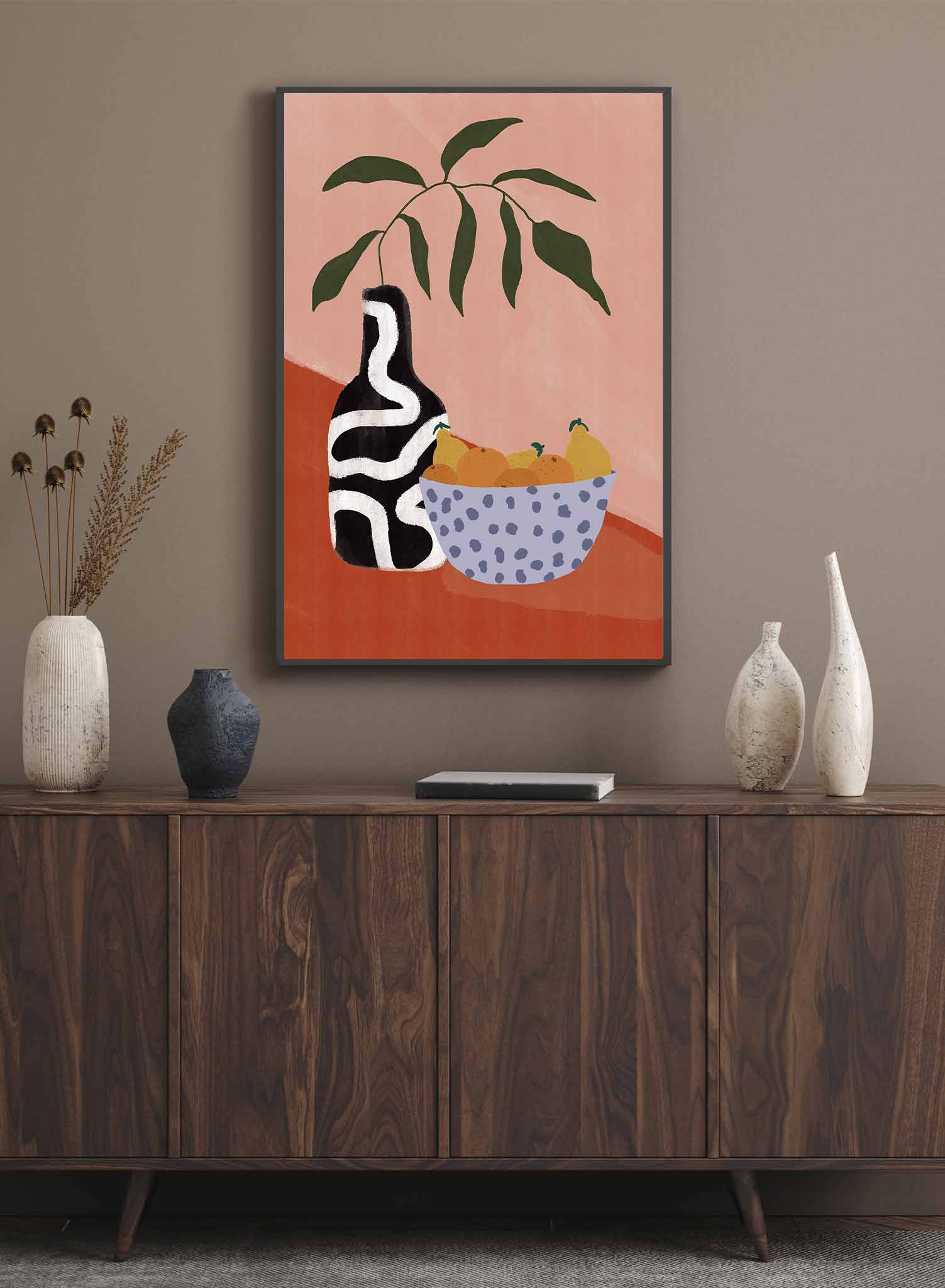 The Kitchen Counter is a fruit and vase illustration poster by Opposite Wall.