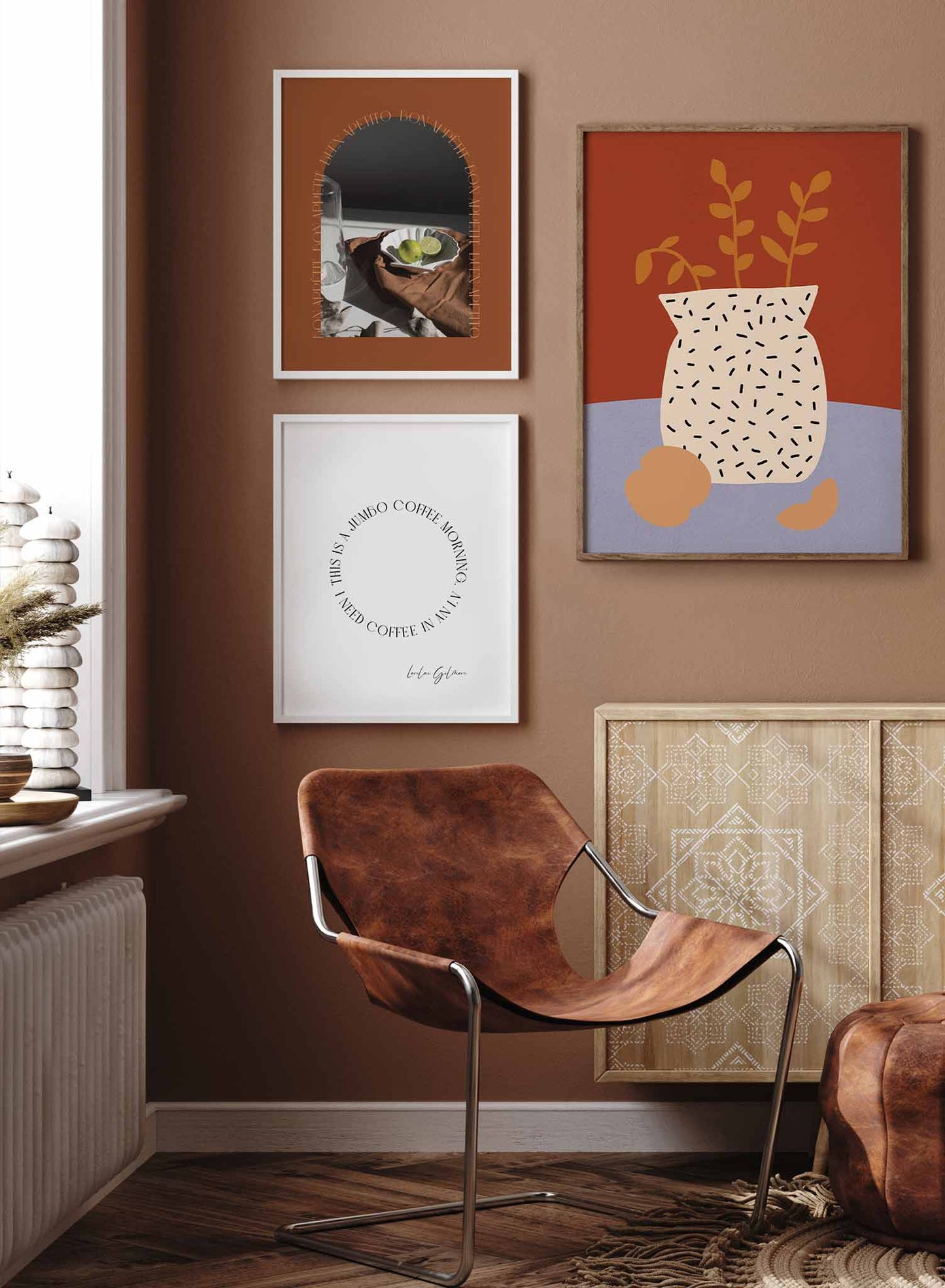 Minimalist Still Life is a fruit and vase illustration poster by Opposite Wall.