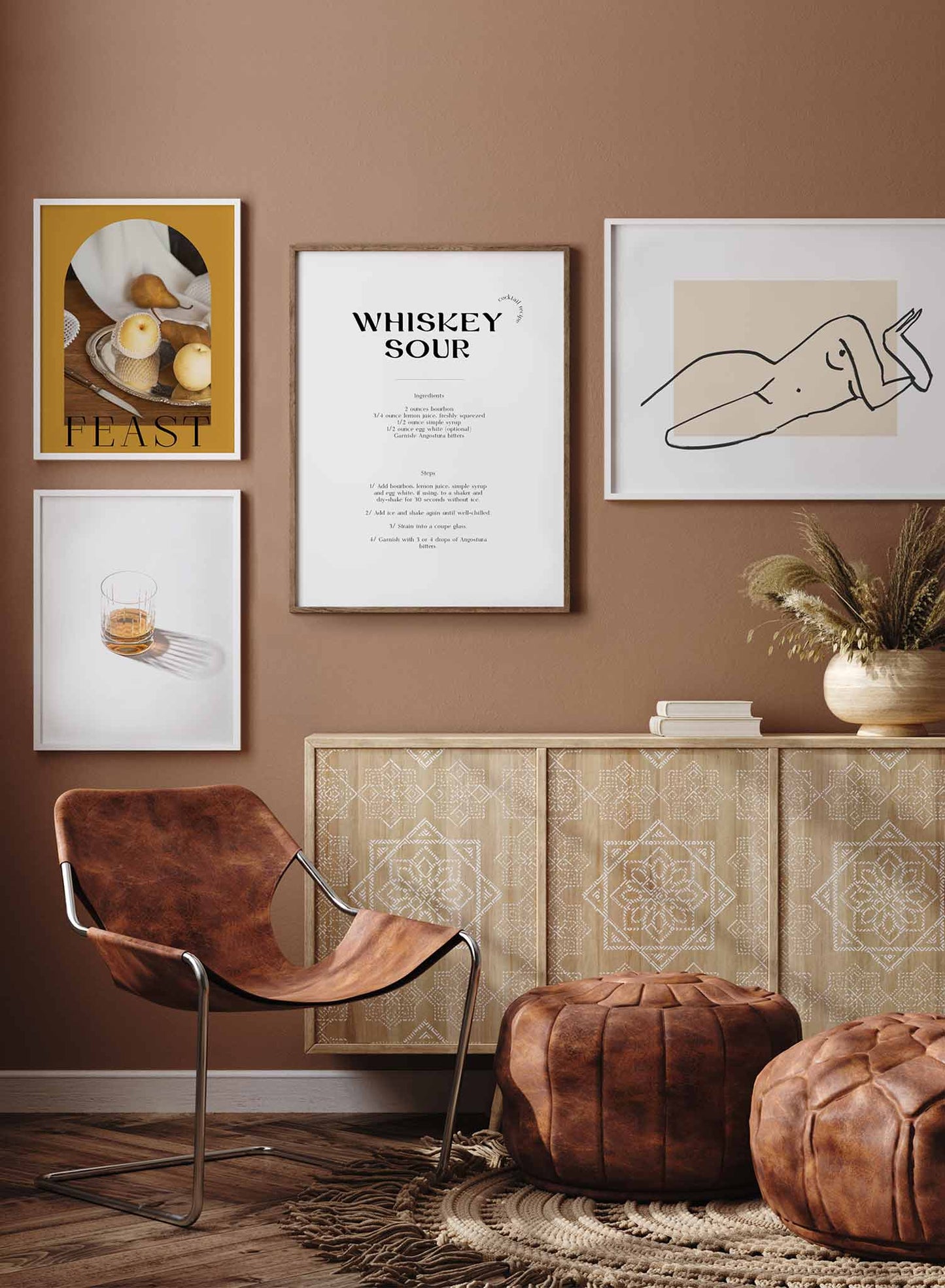Whiskey Sour is a cocktail recipe typography poster by Opposite Wall.