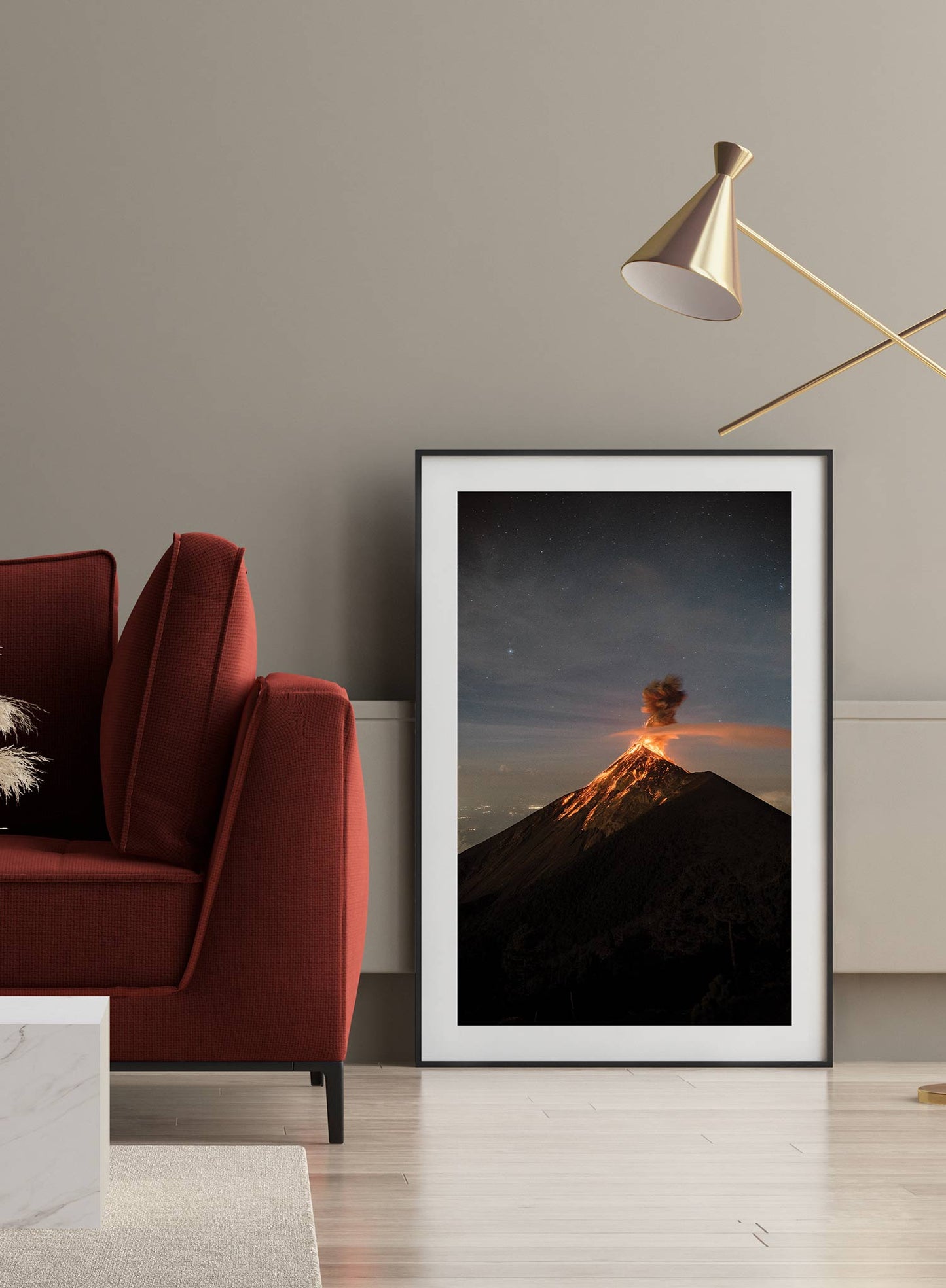 Grandiose Eruption' is a rare landscape photography poster by Opposite Wall of an erupting volcano in Guatemala.