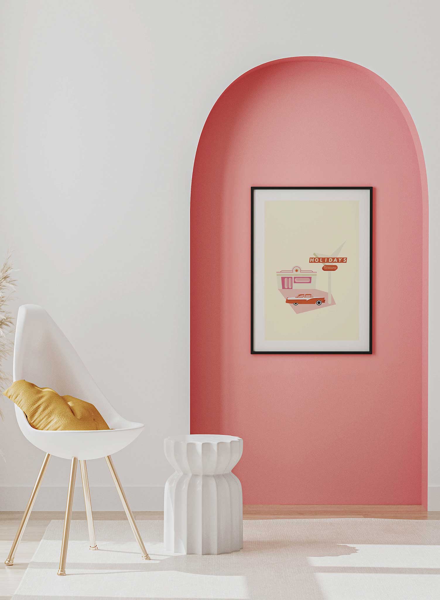 Retro Holiday is a minimalist illustration poster of a '50s car by Opposite Wall.