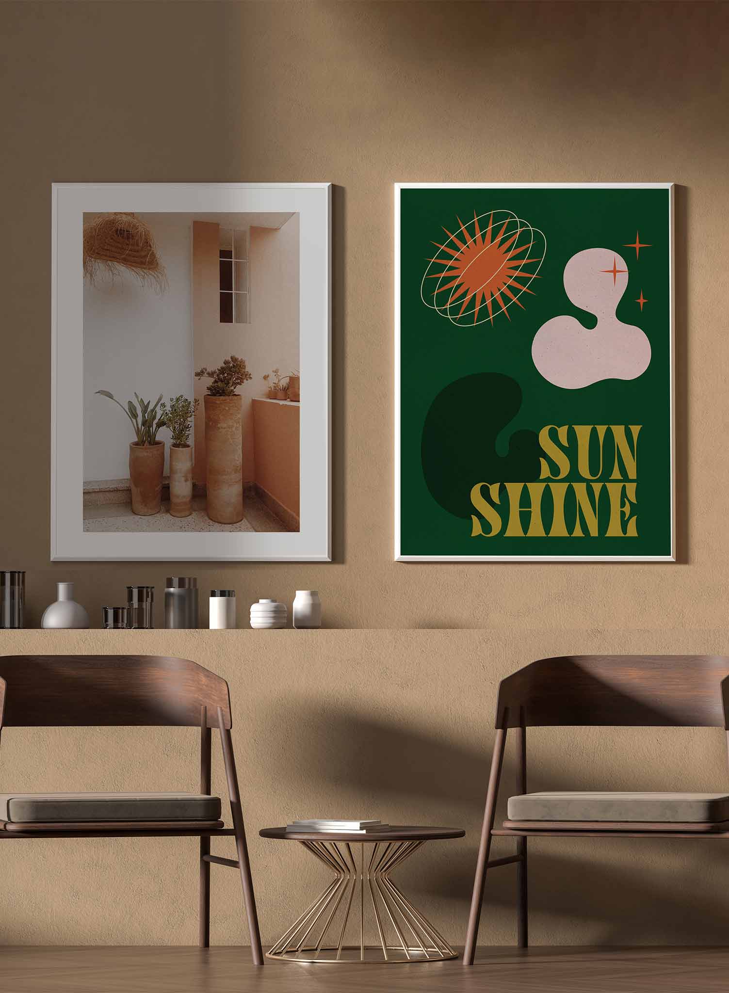 Groovy Sunshine in Green is a colourful and vintage shapes and typography poster by Opposite Wall.