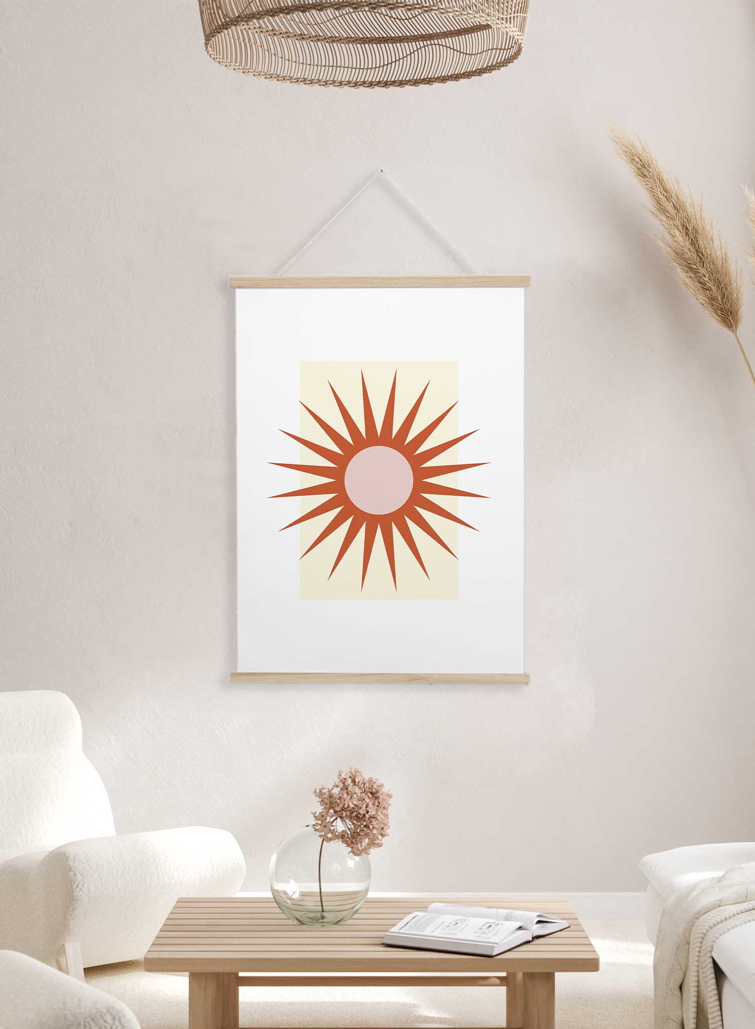 Minimalist Sun is a minimalist illustration poster of a blazing sun by Opposite Wall.