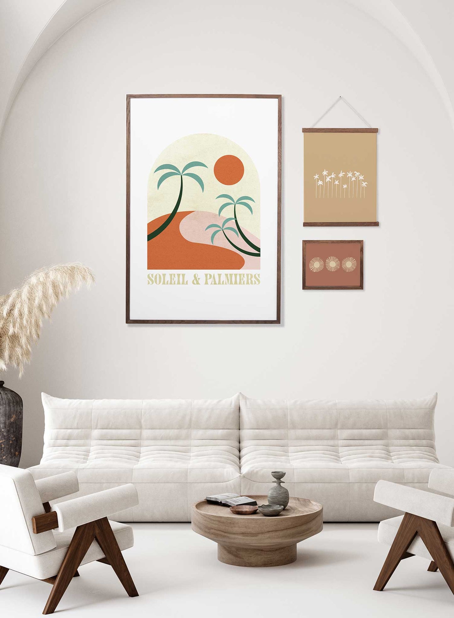 St-Tropez is a retro illustration poster of palm trees overlooking the sun by Opposite Wall.