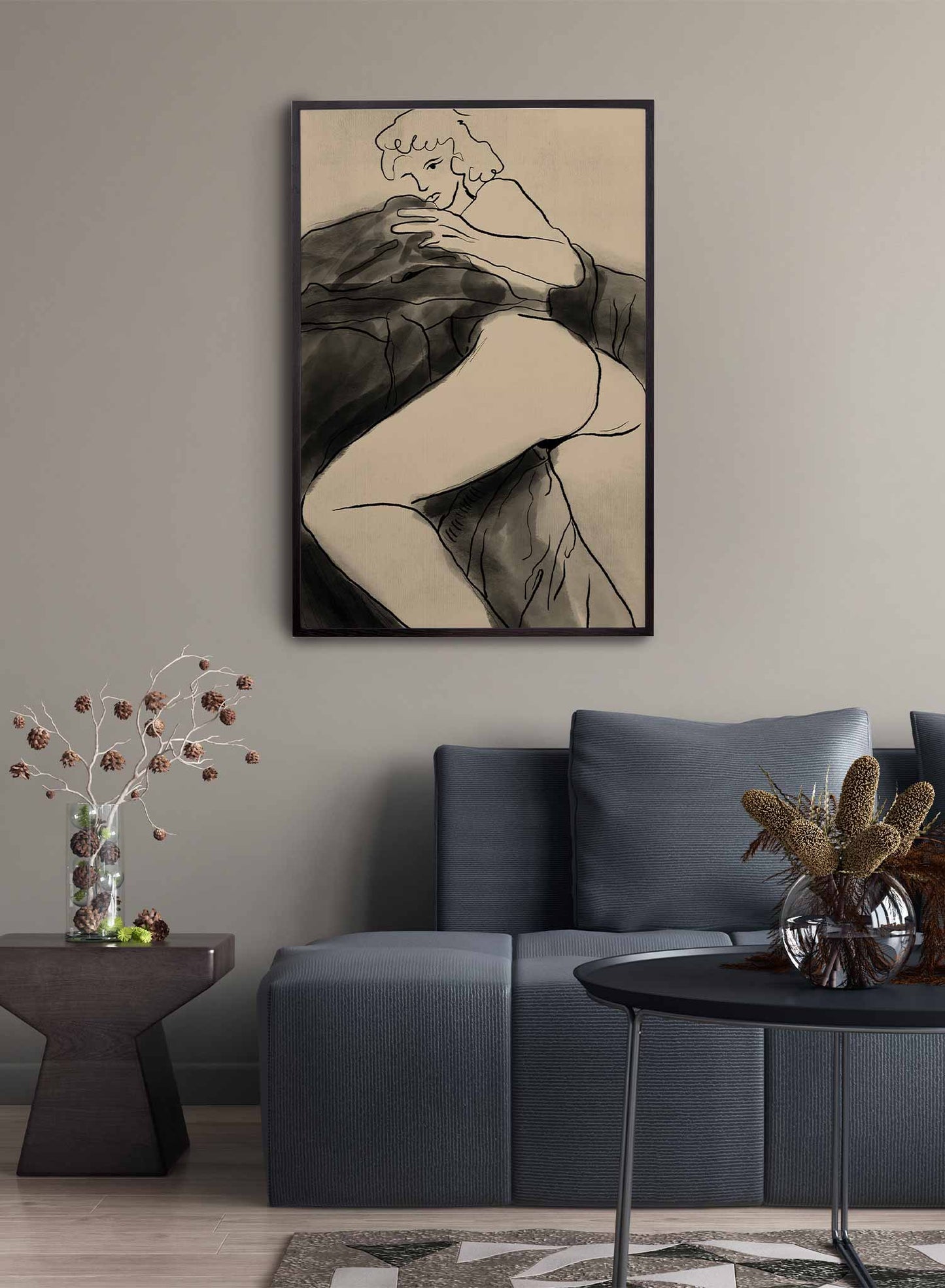 Boudoir is an illustration of a naked woman laying on her stomach in her bed sheets by Audrey Rivet in collaboration with Opposite Wall.