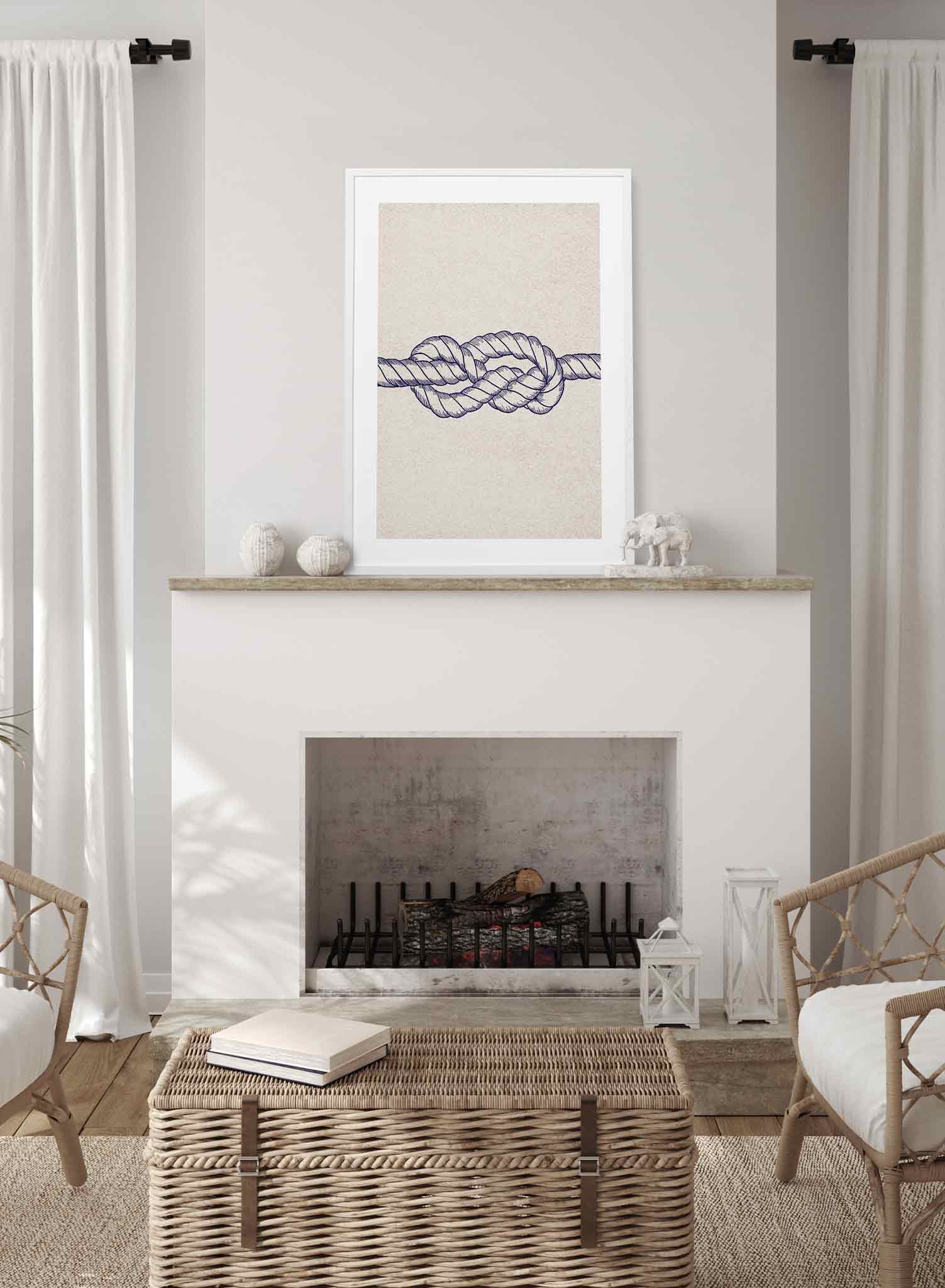 Knotty is a minimalist illustration of a beige nylon-braided roped tied in a figure eight knot by Opposite Wall.