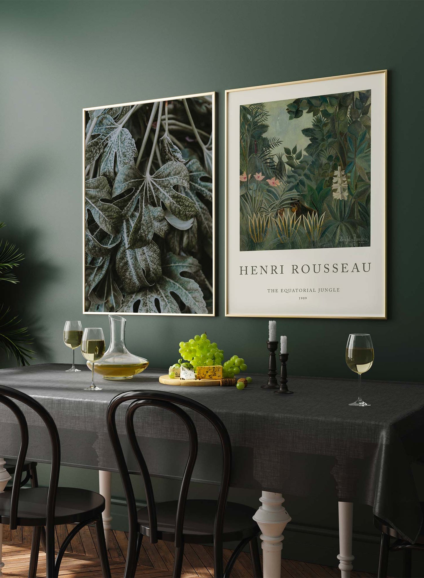 Equatorial Jungle is a minimalist illustration of Henri Rousseau's The Equatorial Jungle painting framed with its information by Opposite Wall.