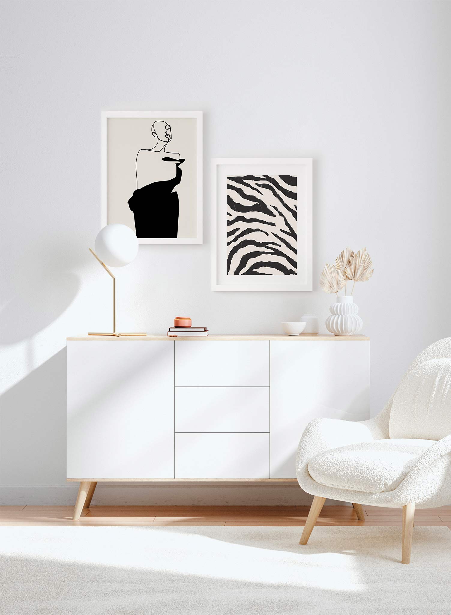Zebra Print is a minimalist illustration of the close-up view of a zebra print by Opposite Wall.