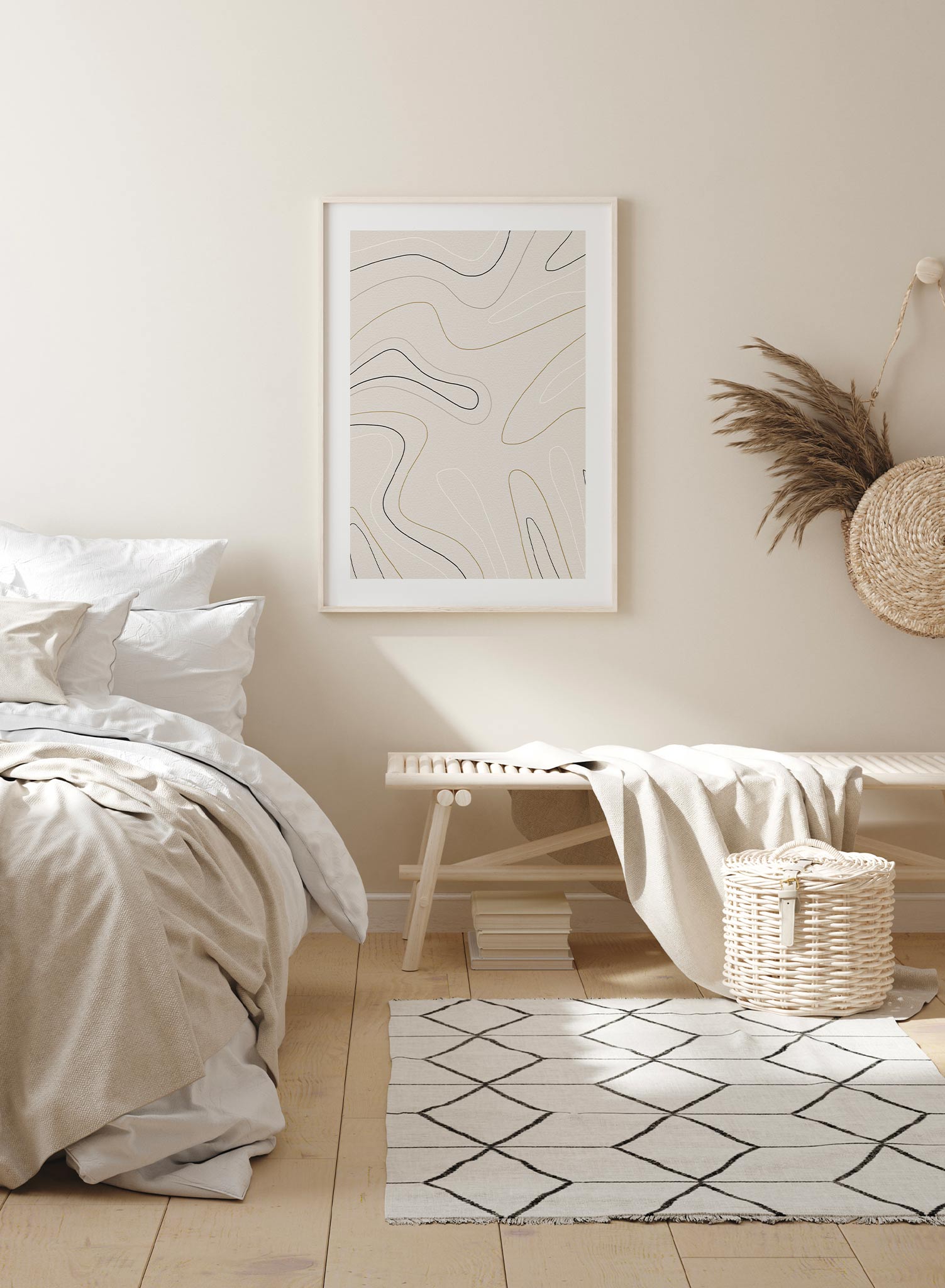 Buff Stream is a minimalist abstract illustration of curved monochrome lines by Opposite Wall.
