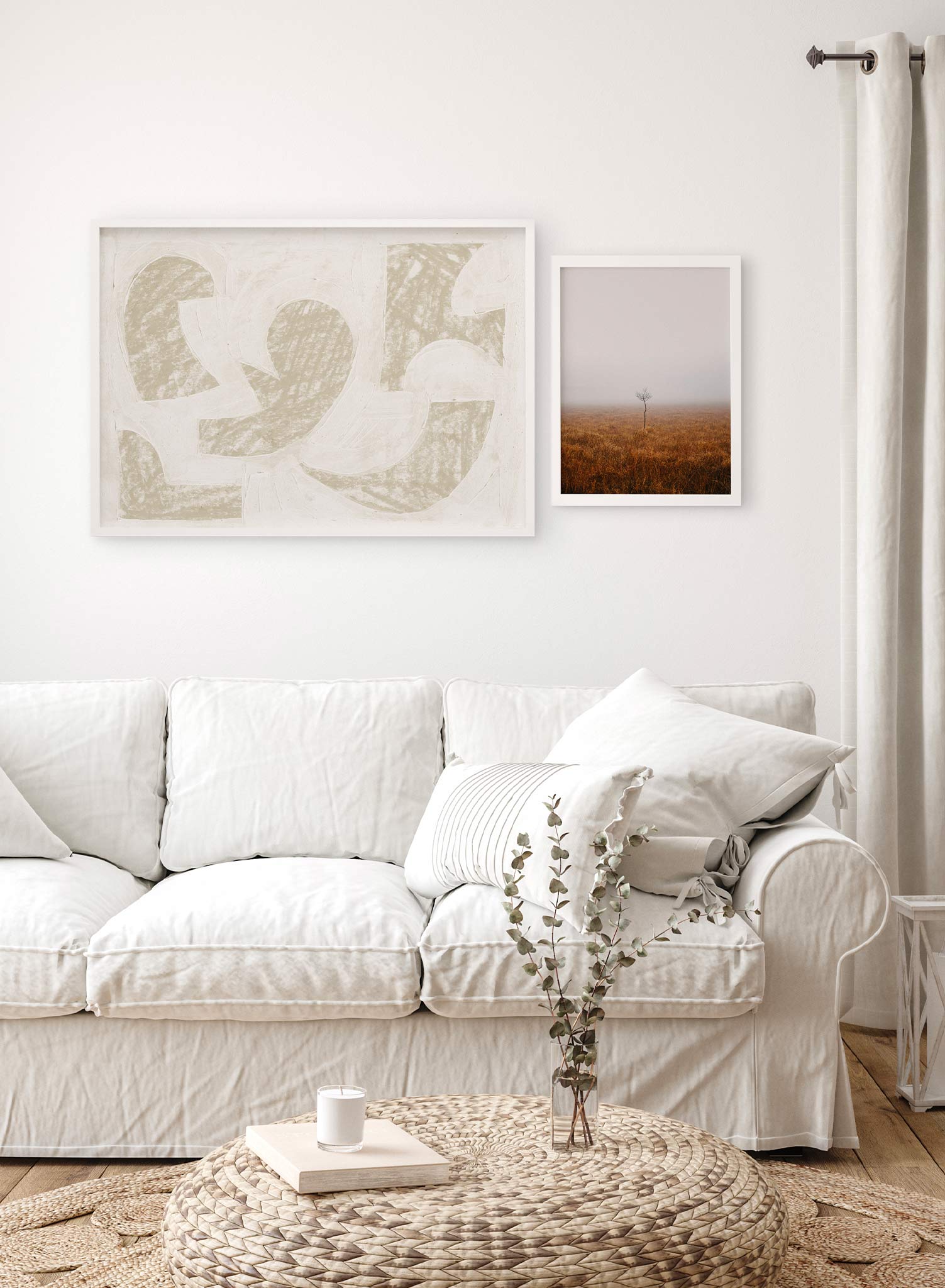 Puzzled is a minimalist abstract illustration of a collection of unconventional beige shapes by Opposite Wall.