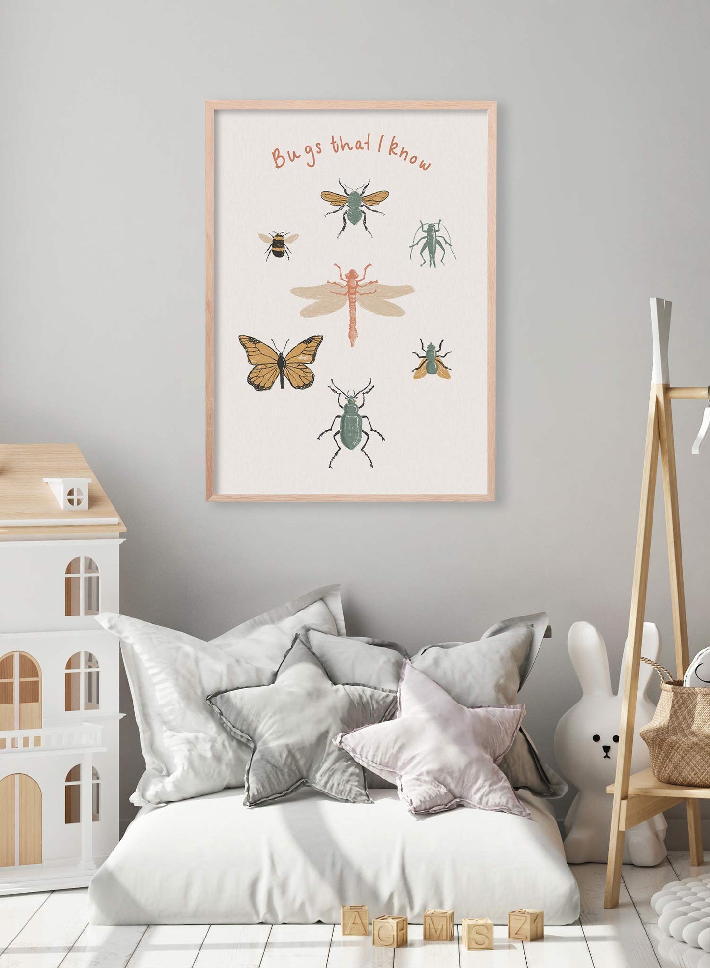 Bug's Life is a minimalist illustration by Opposite Wall of seven different types of commonly found bugs.