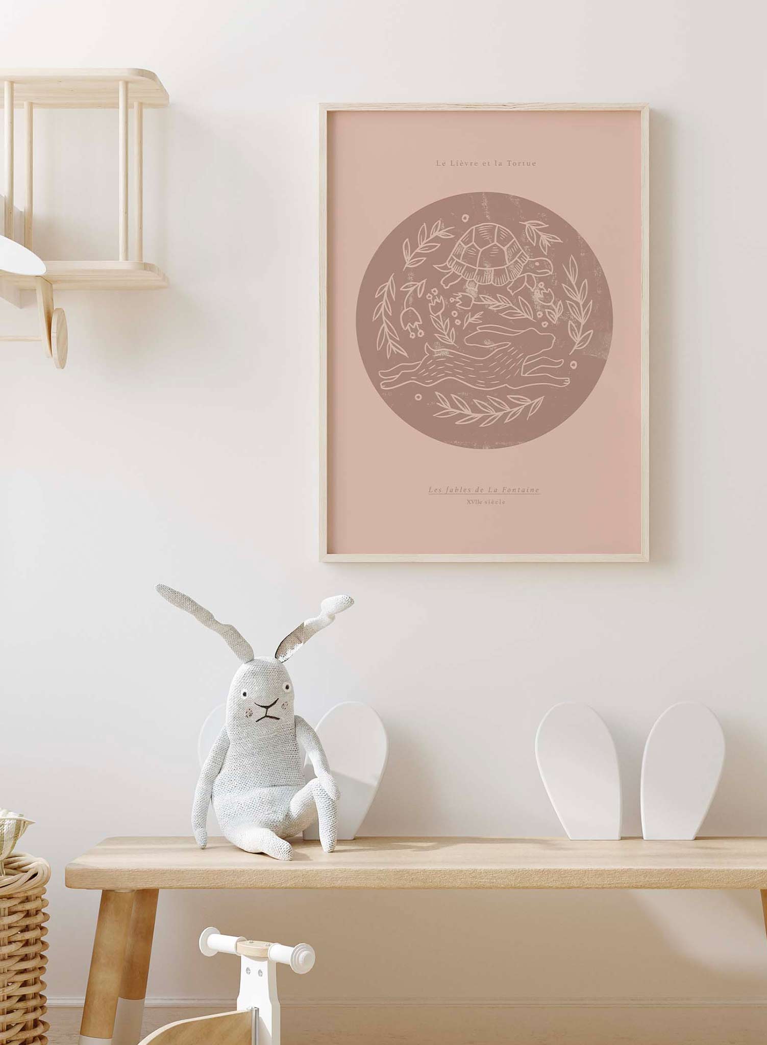 The Hare & the Tortoise is a minimalist illustration by Opposite Wall of La Fontaine's The Hare & the Tortoise where both animals are racing against each other.