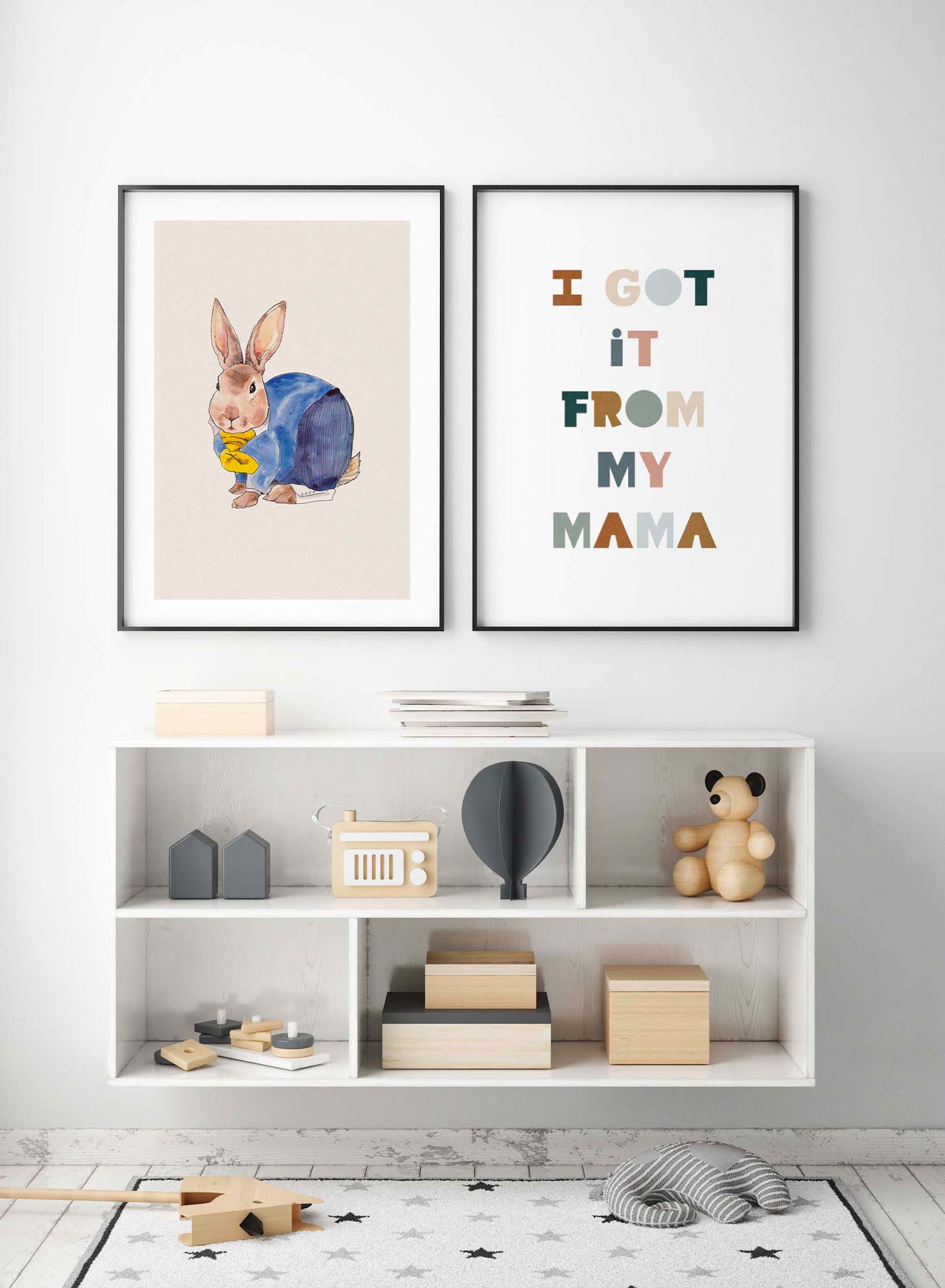 Magical Bunny is a minimalist illustration by Opposite Wall of a bunny wearing a fancy suit while sitting down.