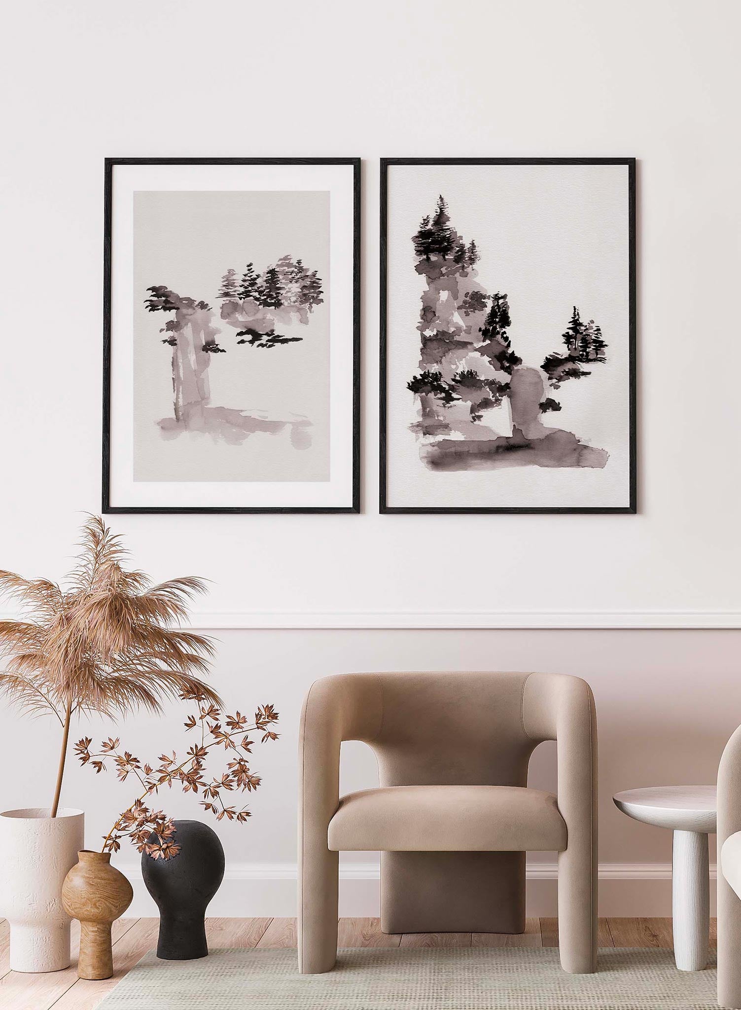 Mori is a minimalist illustration by Opposite Wall of an abstract relaxing scenery In black and white.