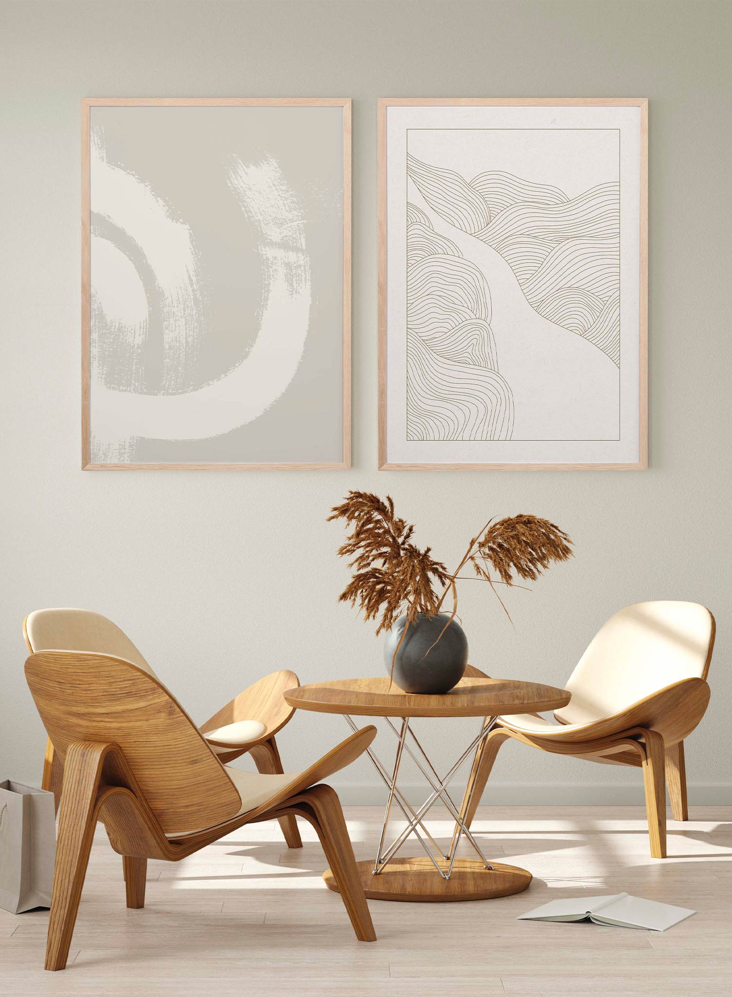 Wave Path is a minimalist illustration by Opposite Wall of a combination of curved lines resembling a path and the surrounding circular waves.