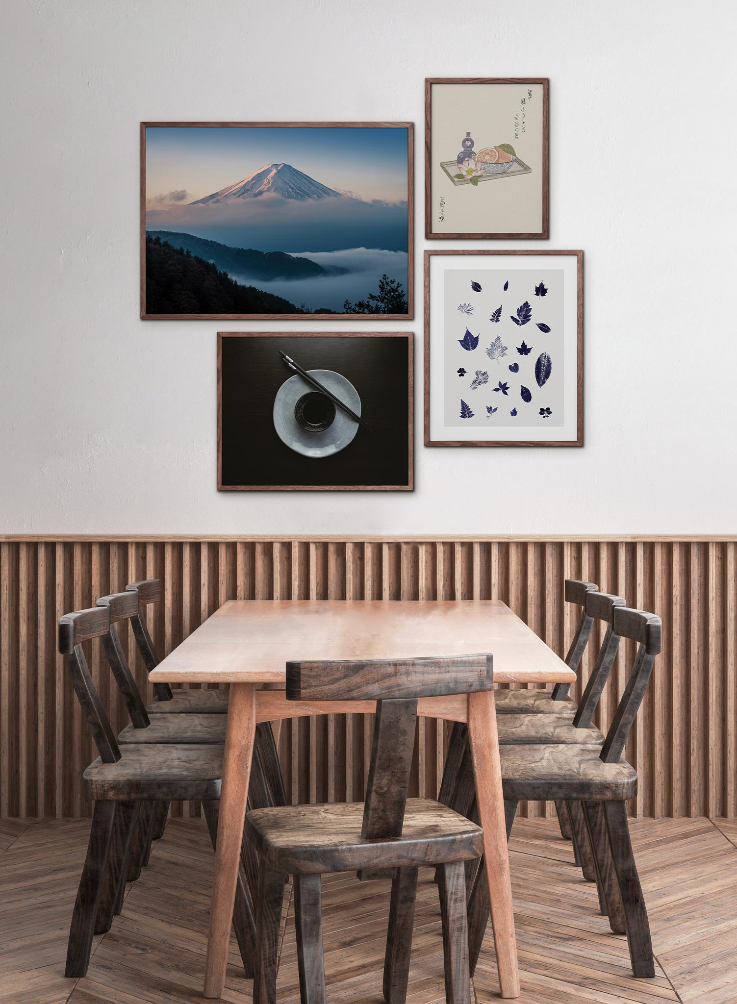 Japanese Summit is a minimalist photography by Opposite Wall of a breathtaking and ethereal view of Mount Fuji.