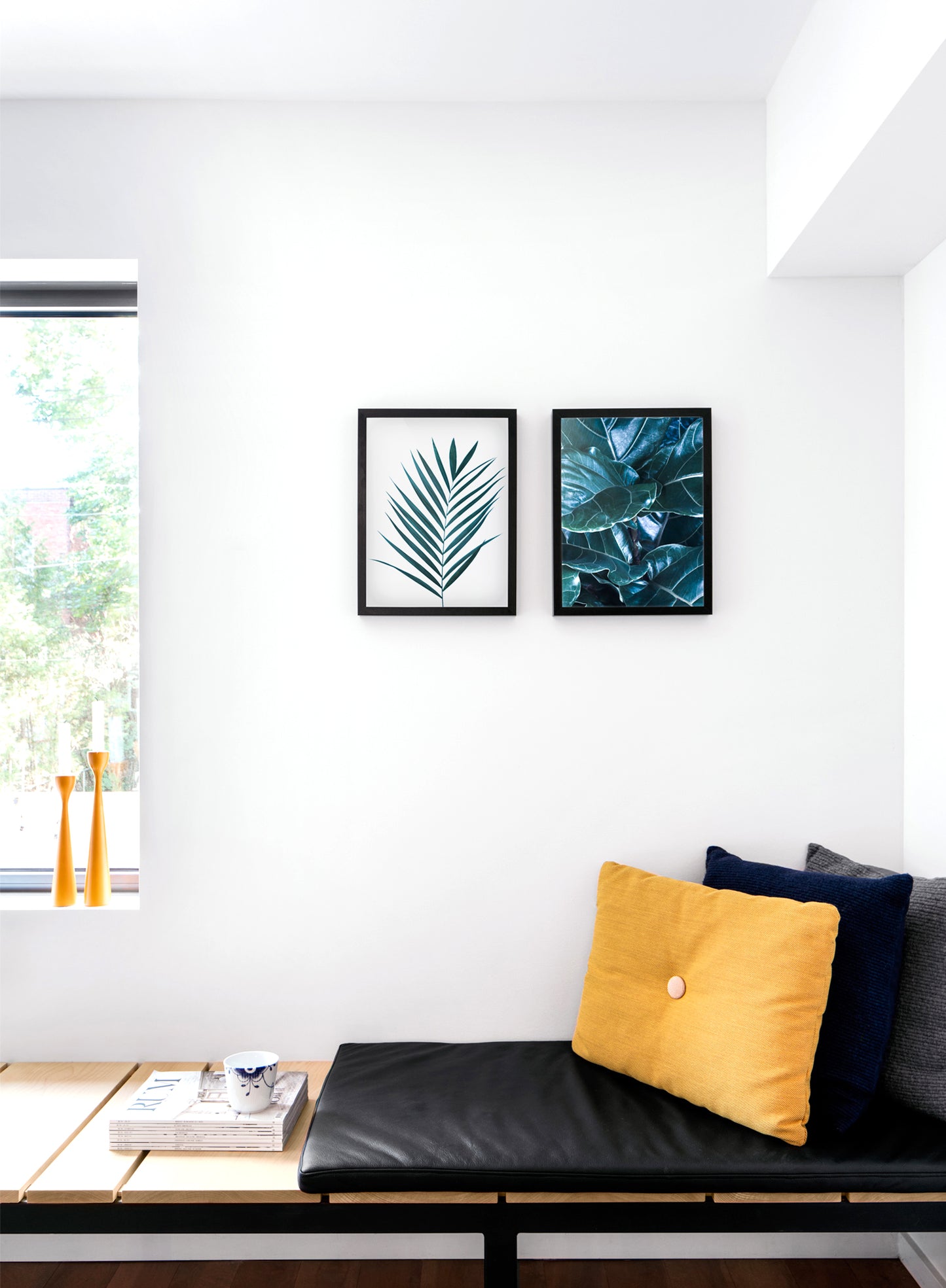 Scandinavian art print by Opposite Wall with Exotic palm leaf photography - Cozy living room