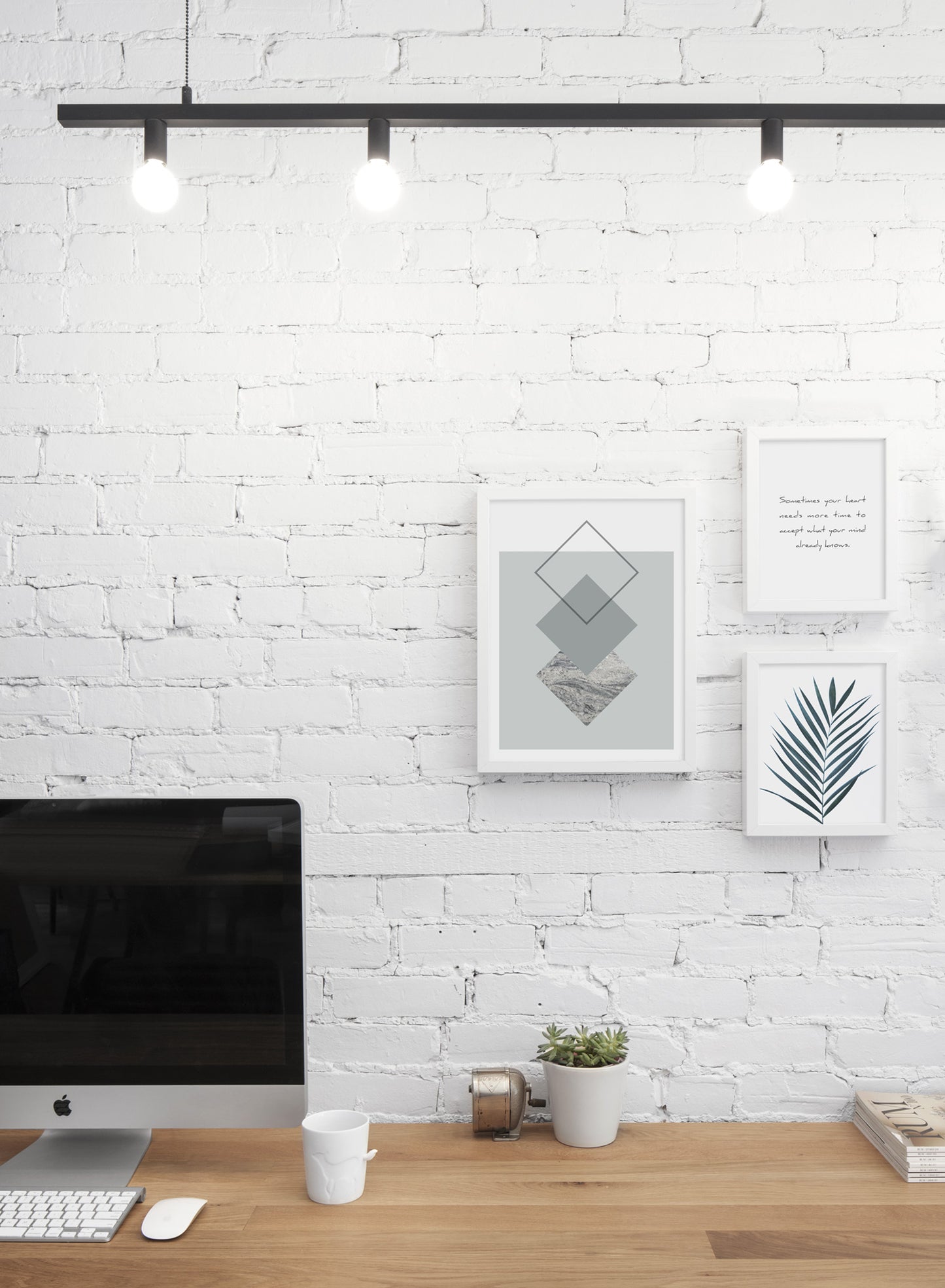 Modern minimalist poster by Opposite Wall with trendy Laurel green and marble abstract graphic design - Personal office