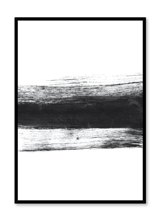 Modern minimalist abstract art poster of black paintbrush stroke
