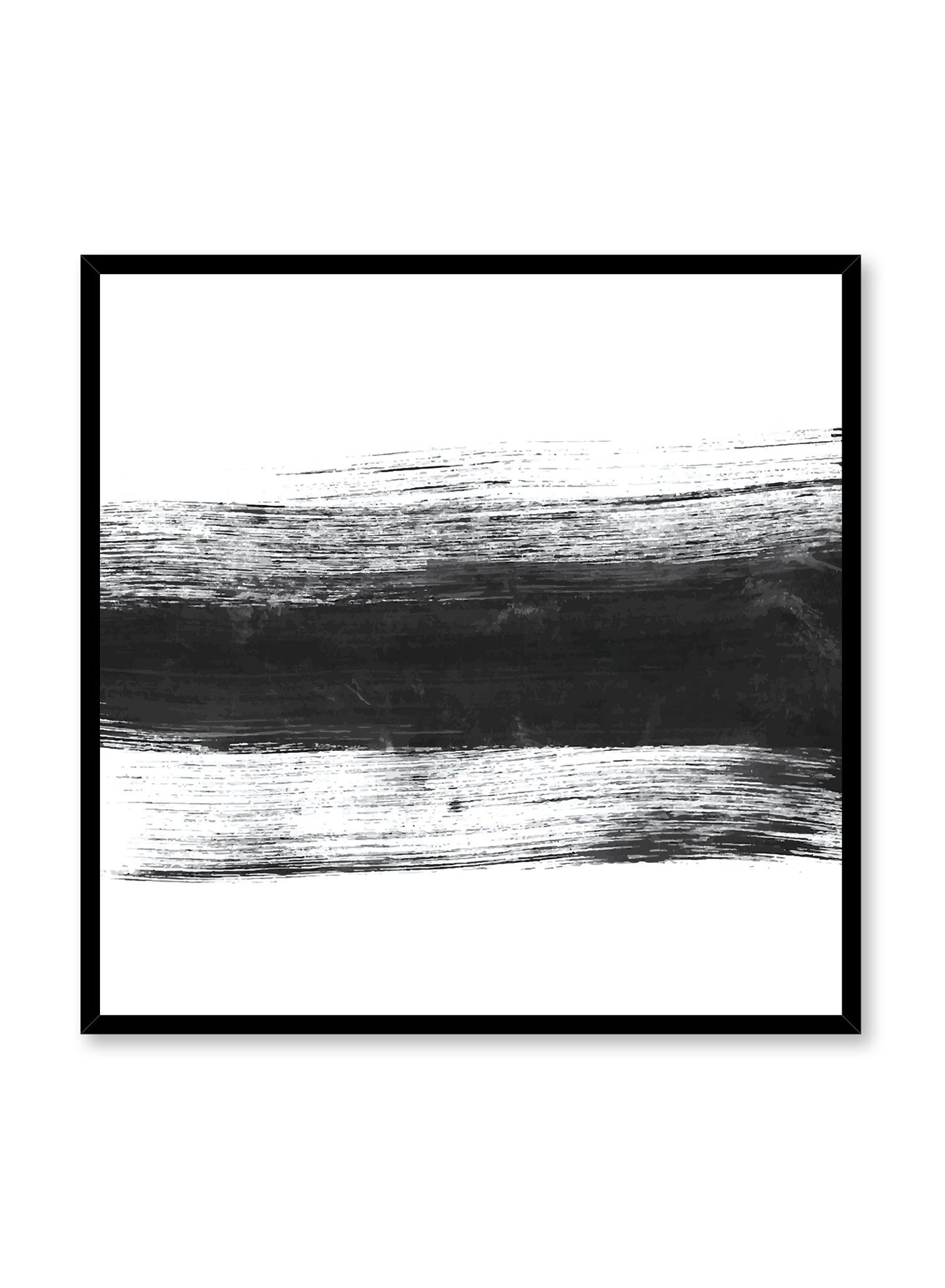 Modern minimalist abstract art poster of black paintbrush stroke in square format