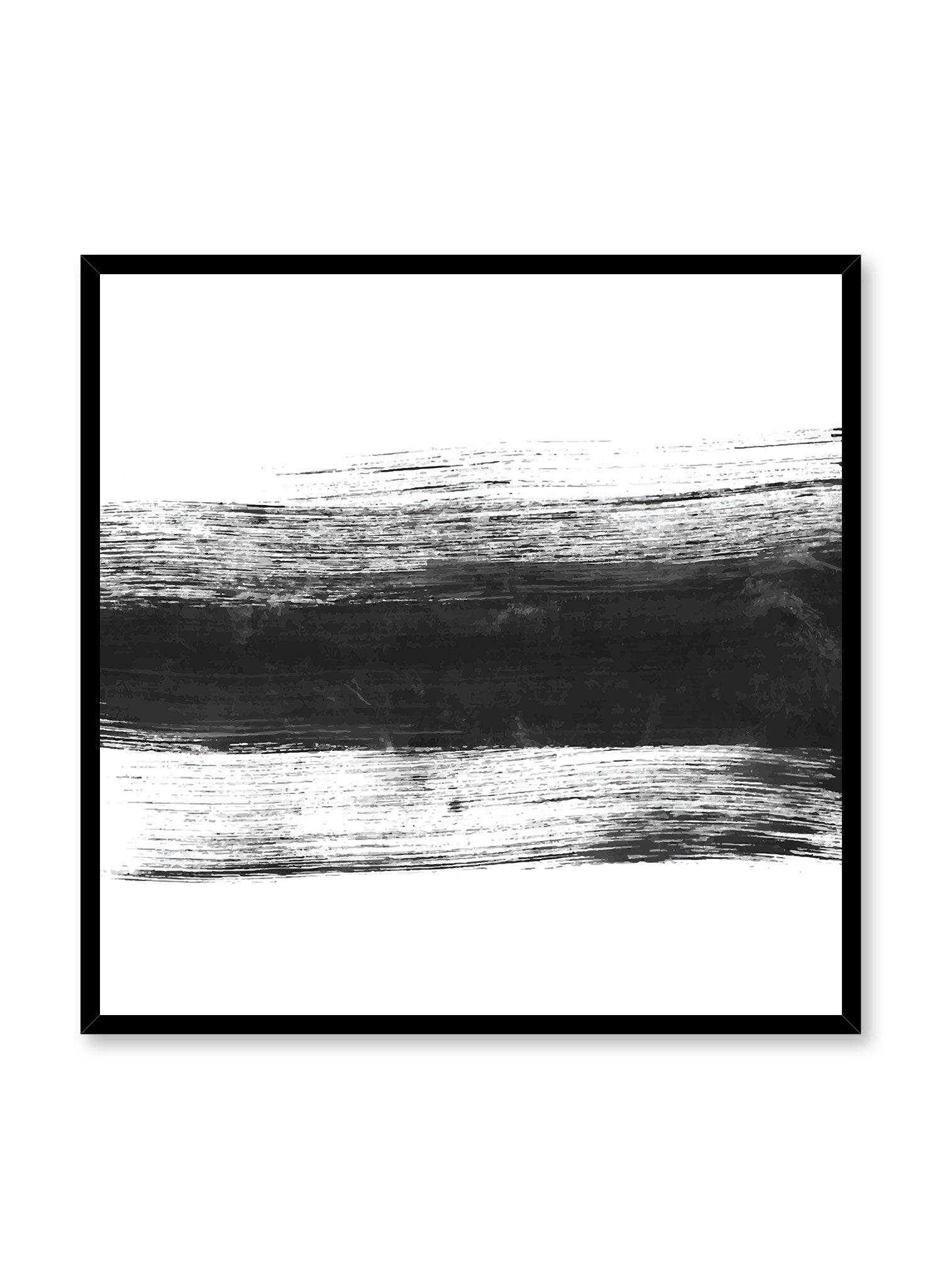 Modern minimalist abstract art poster of black paintbrush stroke in square format
