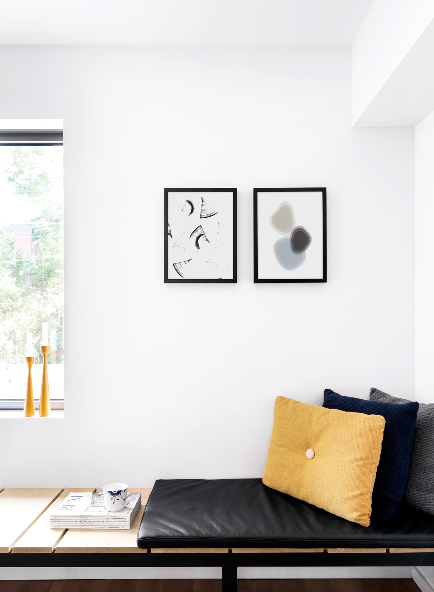Modern minimalist art print by Opposite Wall with trendy abstract graphic Gradient Shapes design - Cozy living room nook