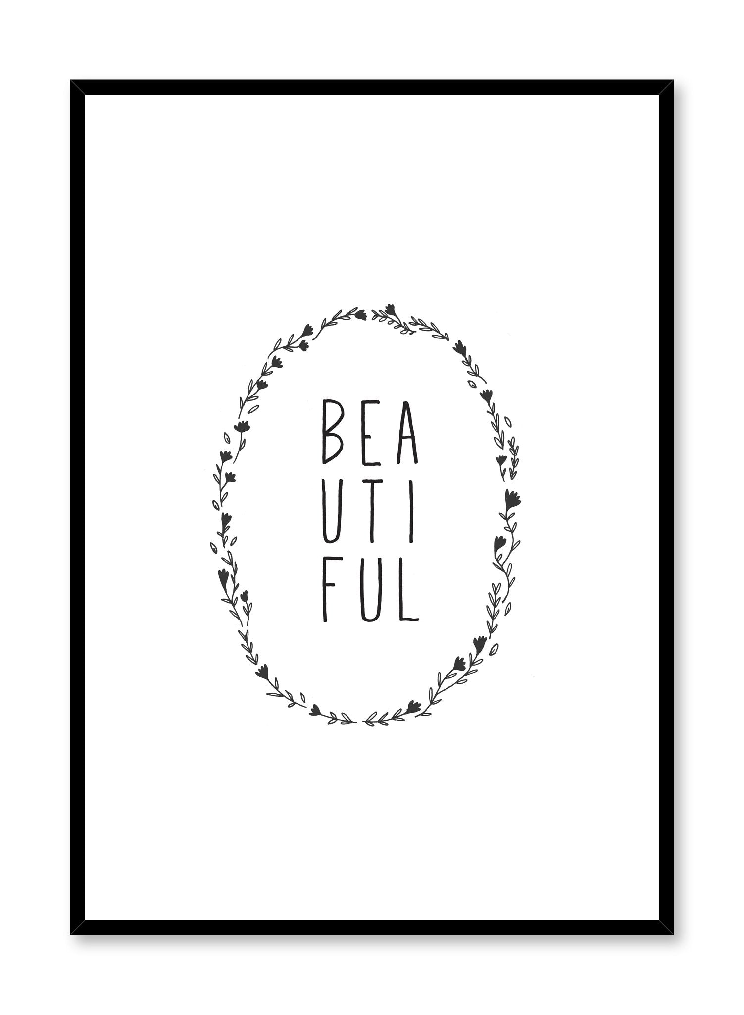 Modern minimalist art print by Opposite Wall with trendy design of the word Beautiful