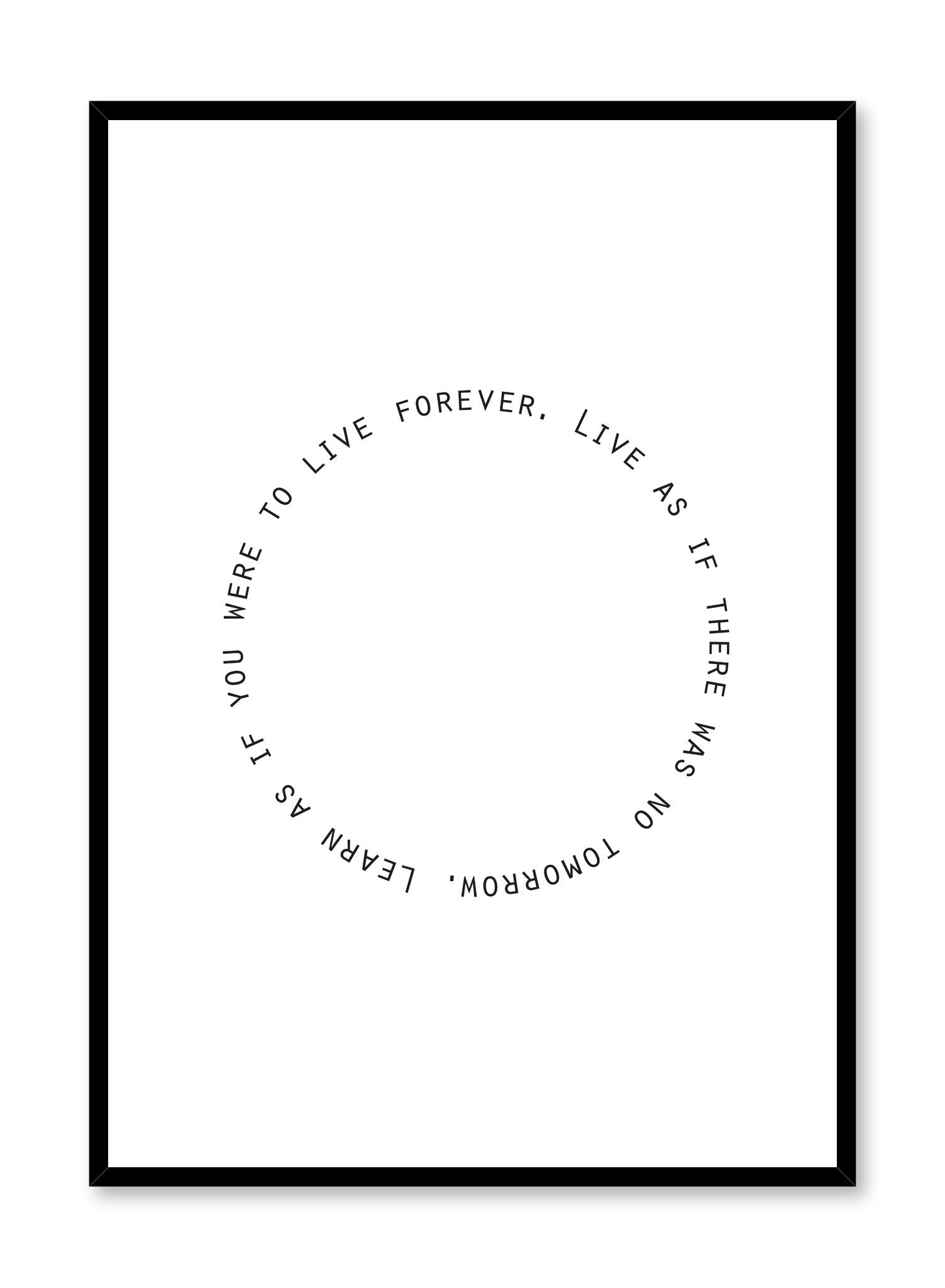 Modern minimalist poster by Opposite Wall with trendy Live and Learn round black and white typo design