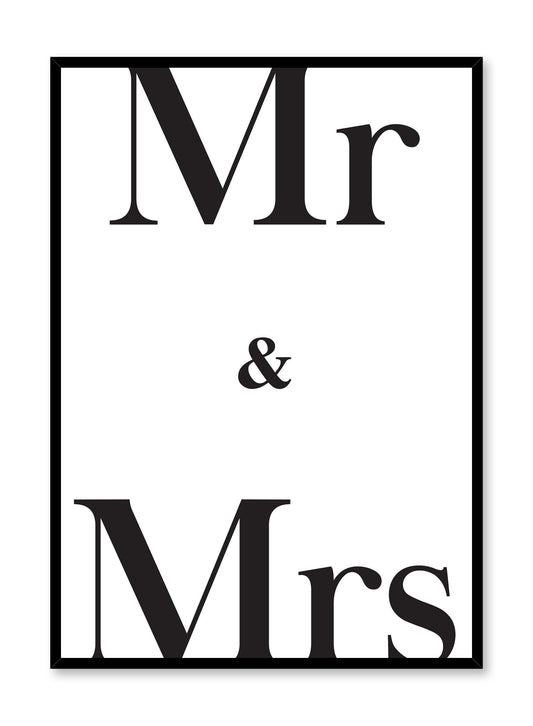 Scandinavian poster with black and white graphic typography design of Mr & Mrs by Opposite Wall