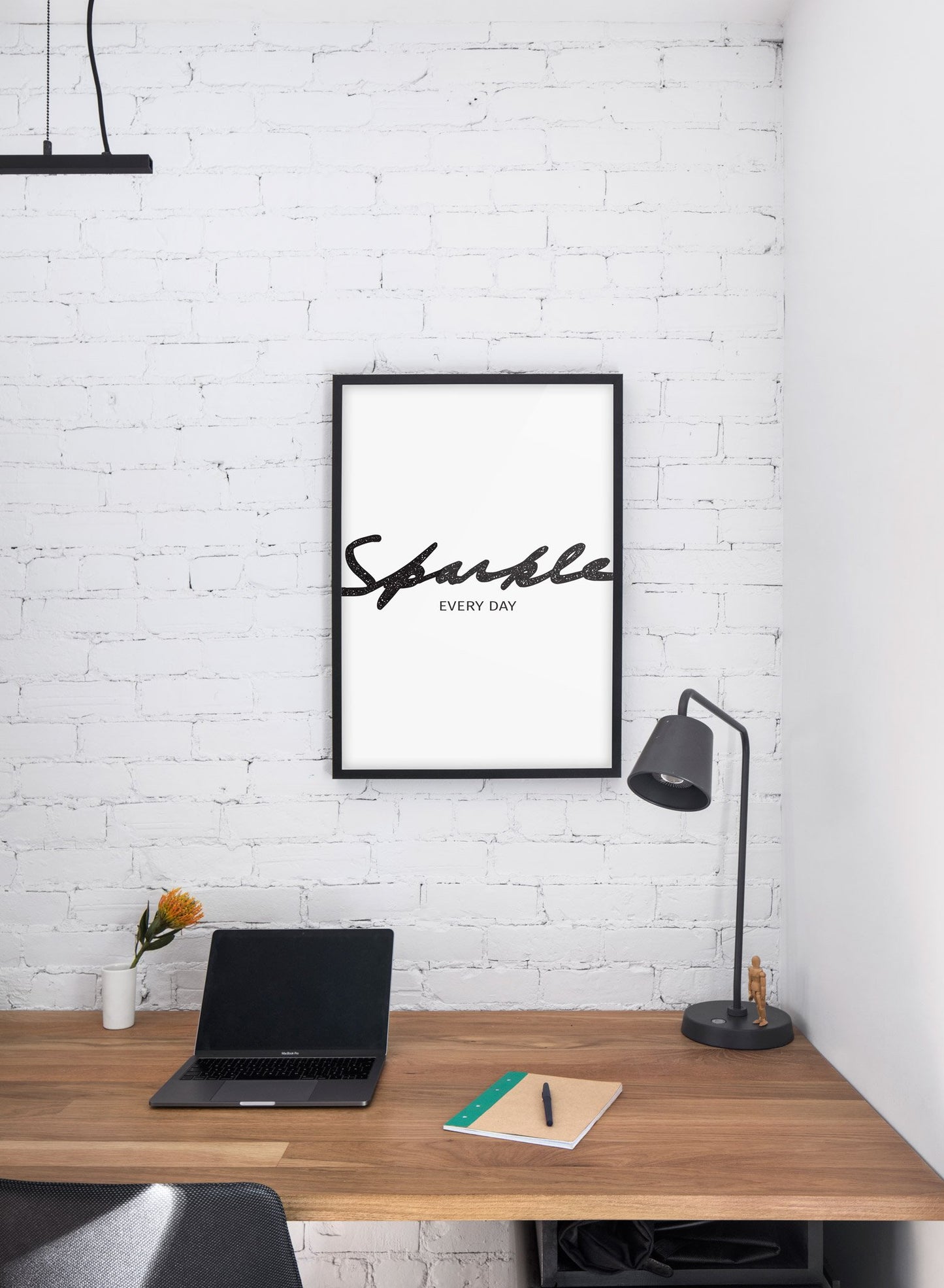 Scandinavian poster with black and white graphic typography design of sparkle every day - Personal office