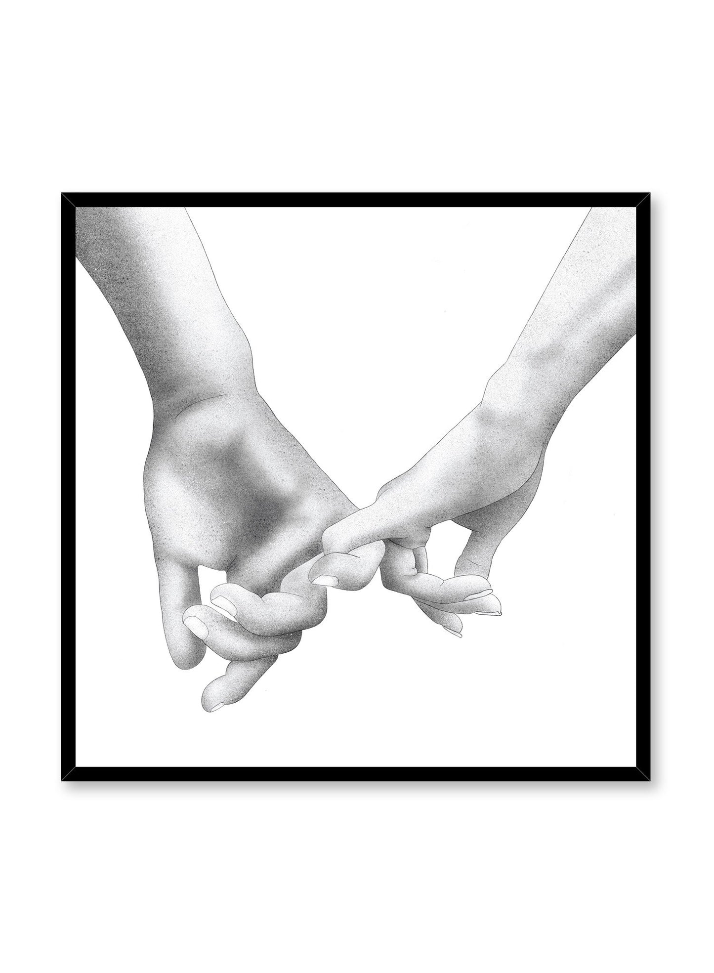 Modern minimalist poster by Opposite Wall with black and white Holding Pinkies illustration in square format