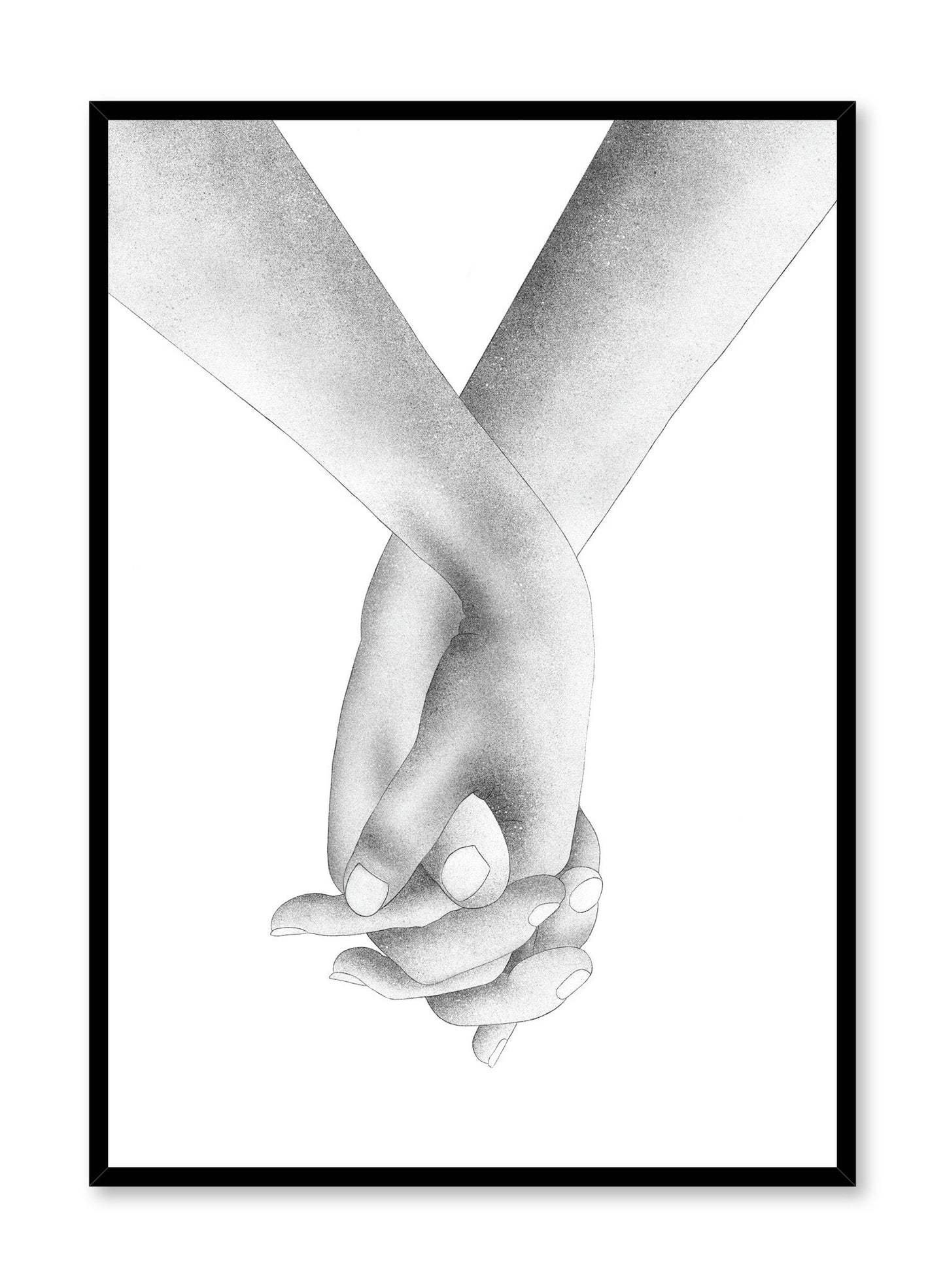Modern minimalist poster by Opposite Wall with black and white Holding Hands illustration