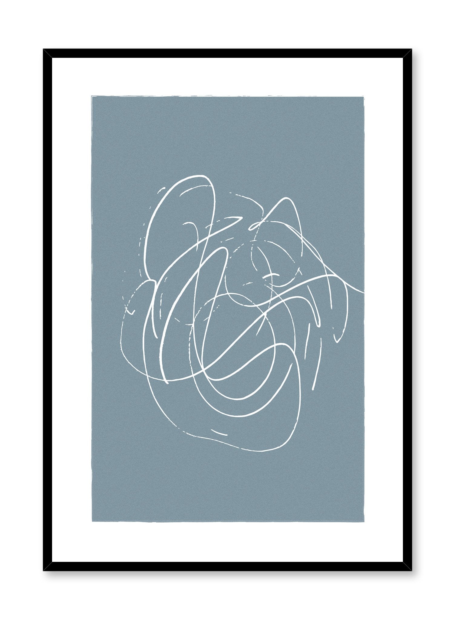 Scandinavian poster by Opposite Wall with hand-made art design with blue swirls