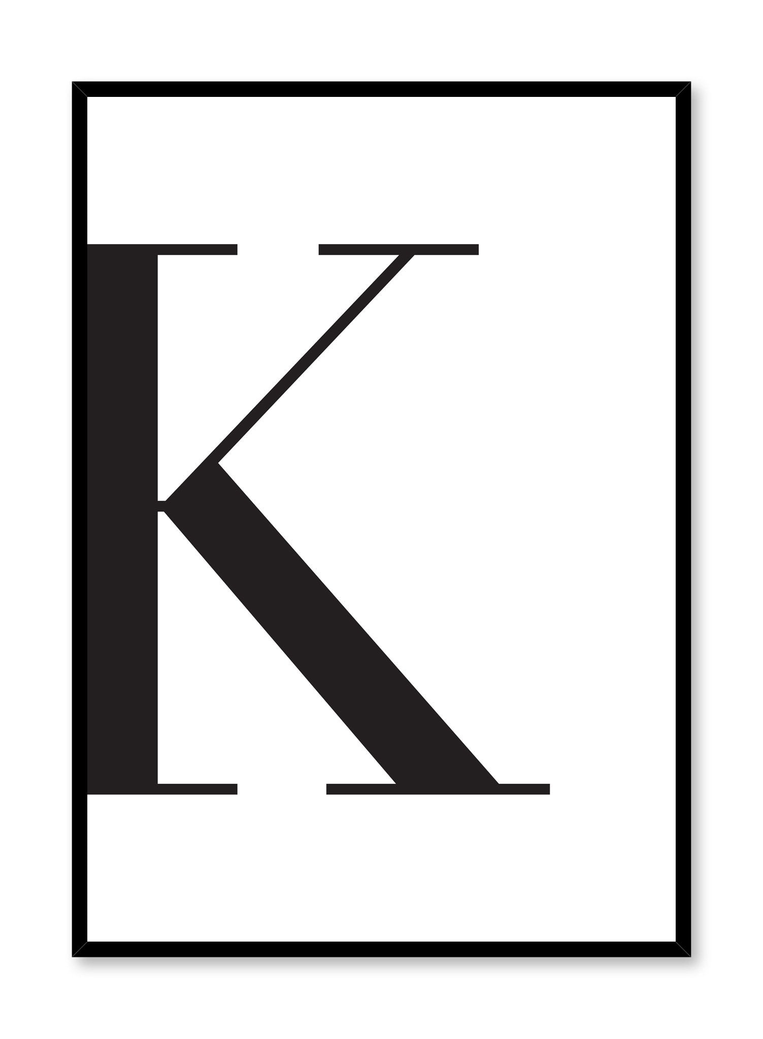 Scandinavian letter K art typography print by Opposite Wall