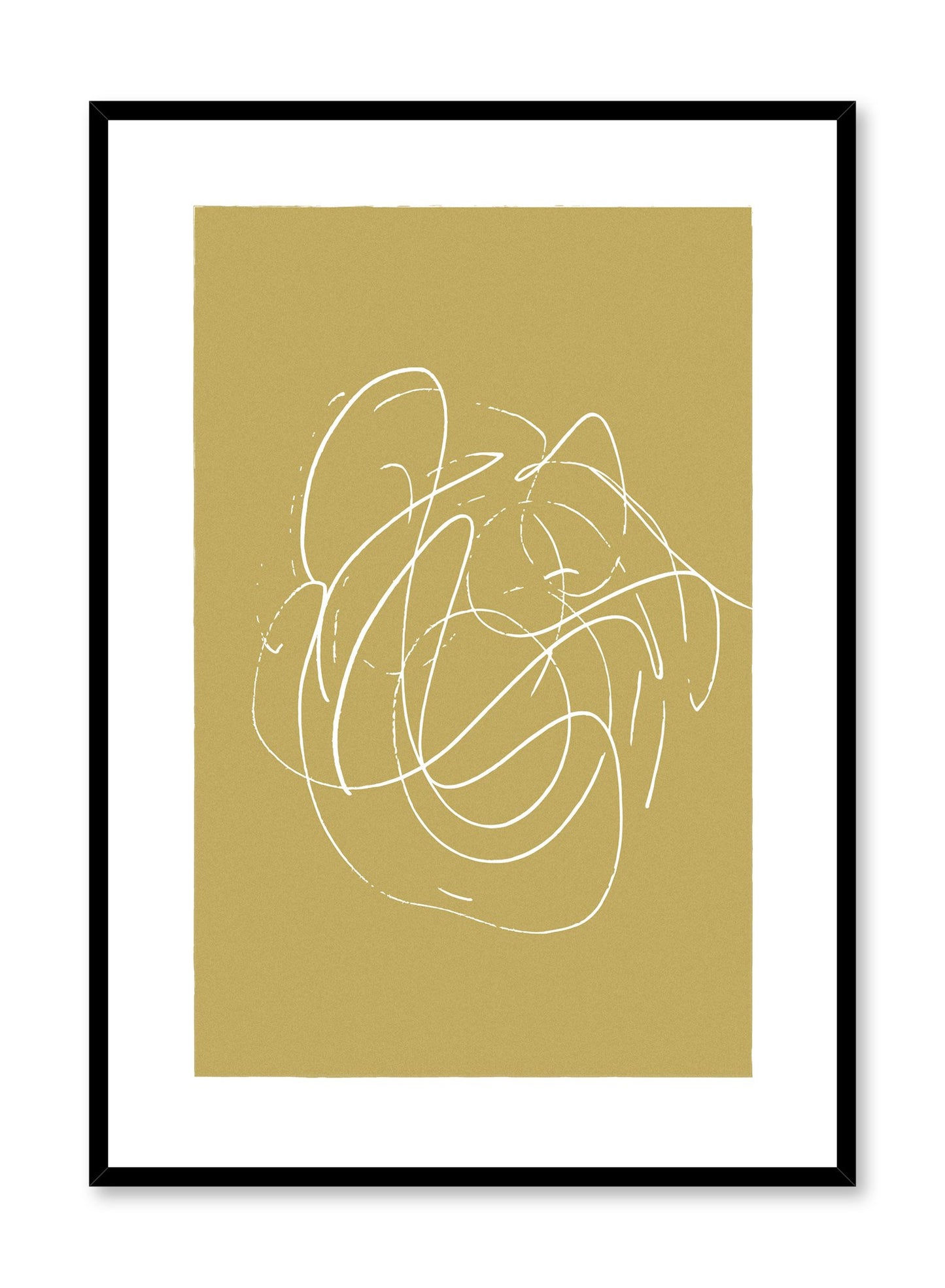 Scandinavian poster by Opposite Wall with hand-made art design with yellow swirls