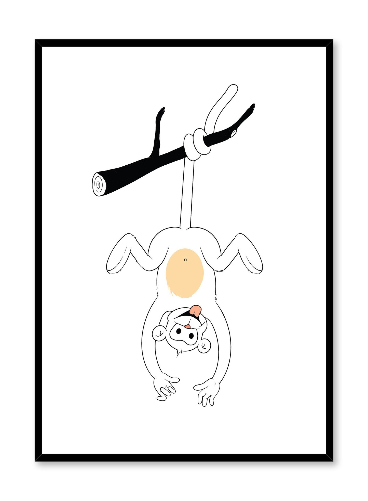 Modern minimalist poster by Opposite Wall with kids illustration of a silly monkey