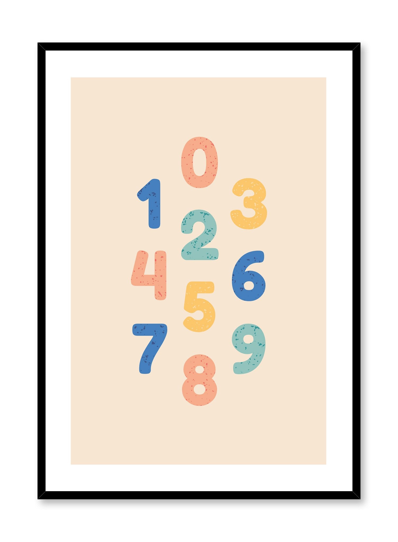 Scandinavian poster with colourful graphic typography design of numbers by Opposite Wall