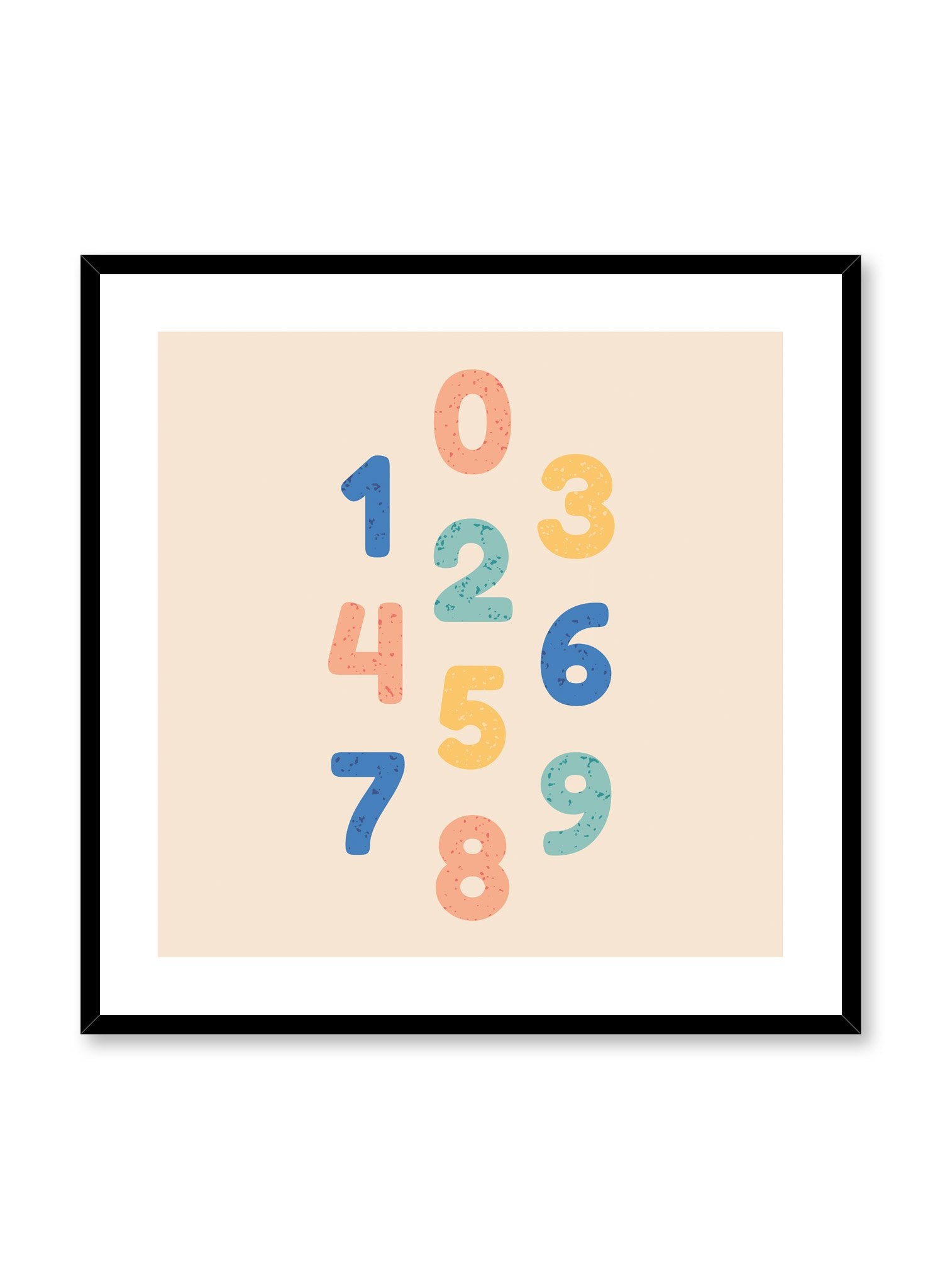 Scandinavian poster with colourful graphic typography design of numbers by Opposite Wall in square format