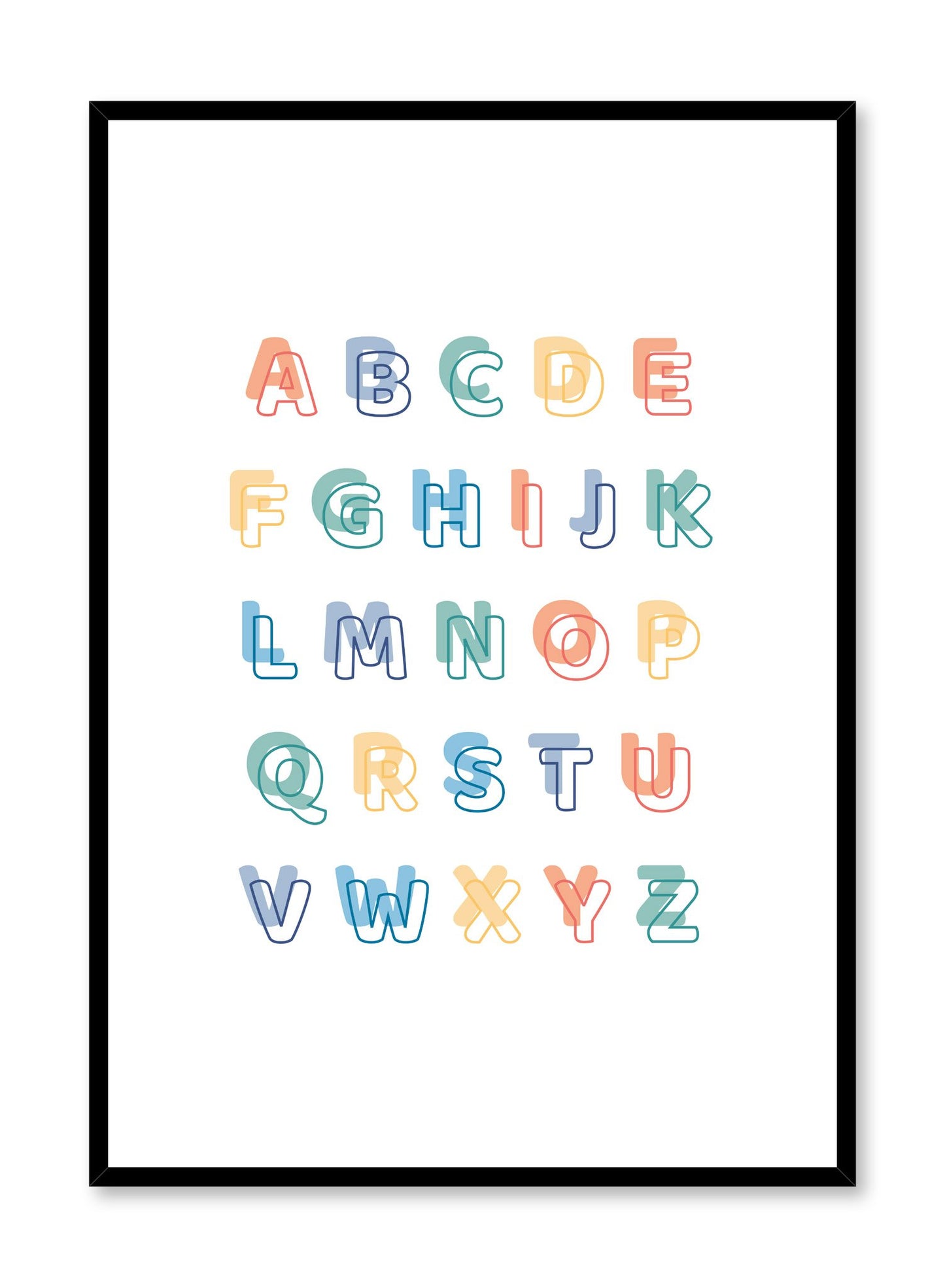 Scandinavian poster with colourful graphic typography design of Alphabet by Opposite Wall