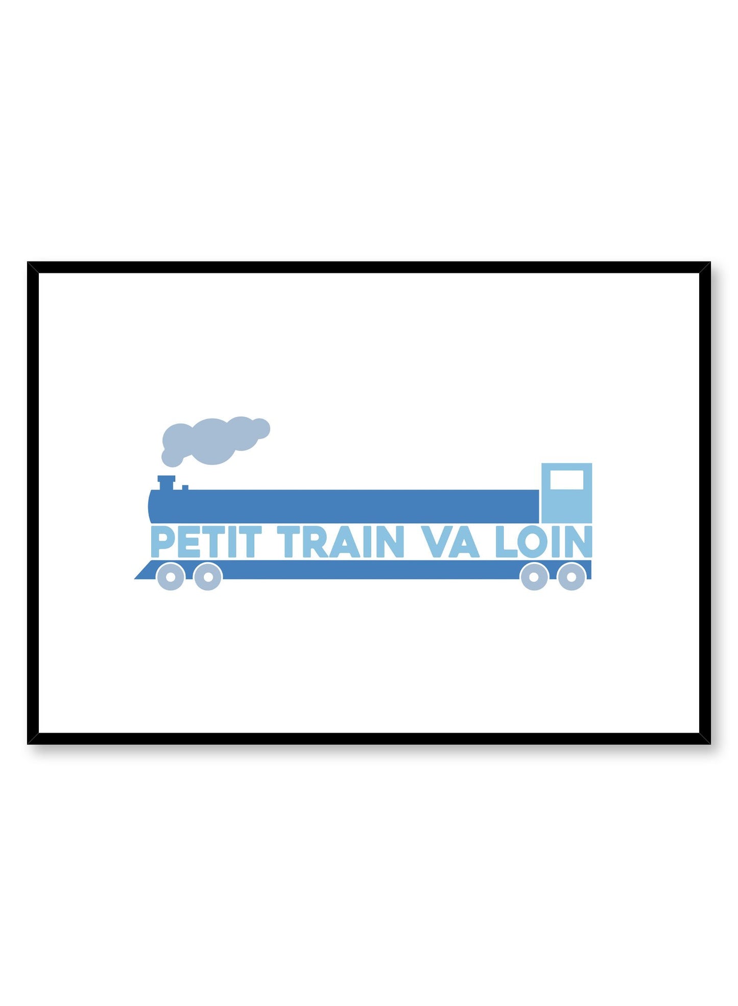 Scandinavian poster with colourful graphic typography design of Petit train va loin by Opposite Wall